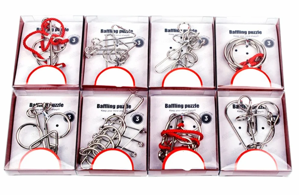 24 Piezas Juguetes Mágicos de Alambre de Metal Set - 3D Rompecabezas Brain Teaser Puzzle - IQ Inteligencia Juguete Educativo - Juego Niños y Adolescentes