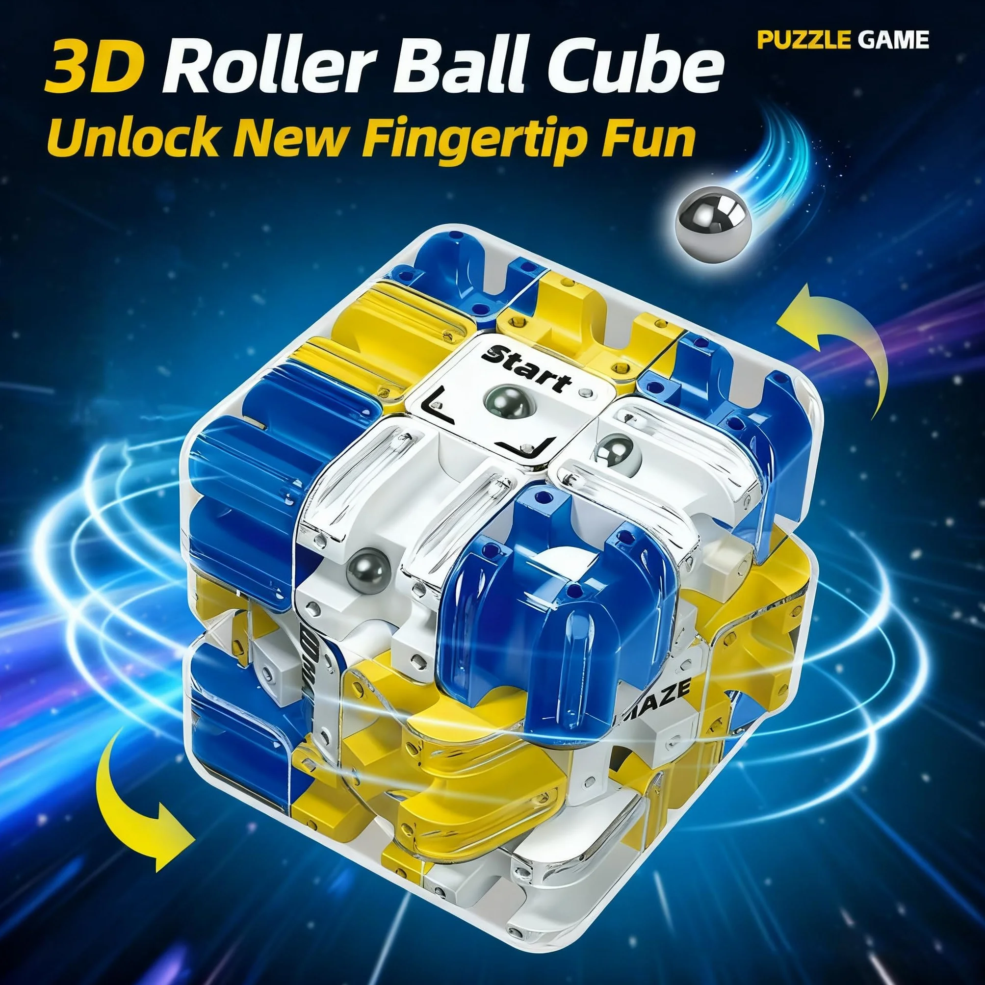 3D Cubo Laberinto, Puzzle Interactivo con Bola, Juego de Habilidad para Entrenamiento Mental y Relajación, Rompecabezas 3D para Niños y Adultos