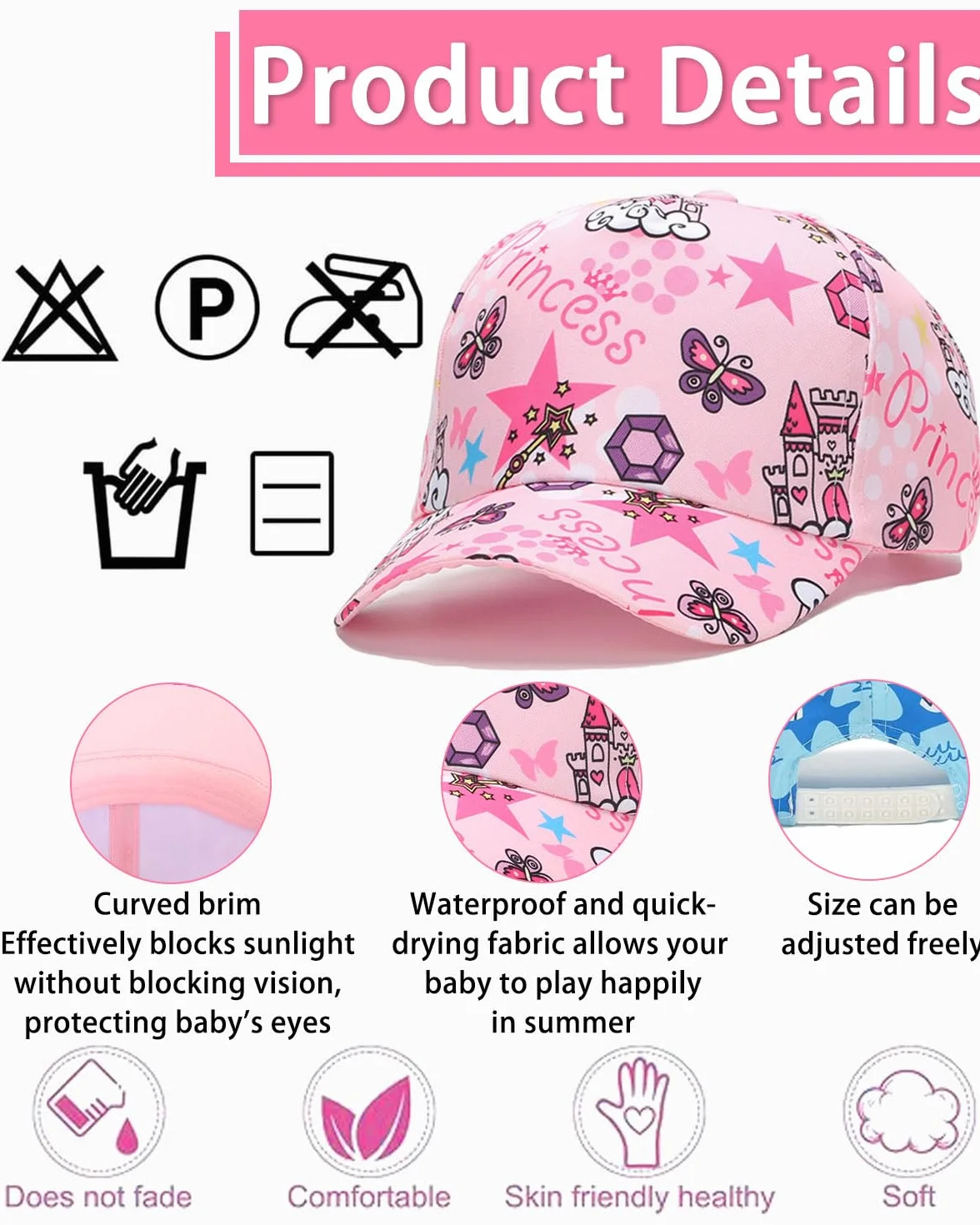 Gorra de Béisbol para Niñas Ajustable Transpirable Verano
