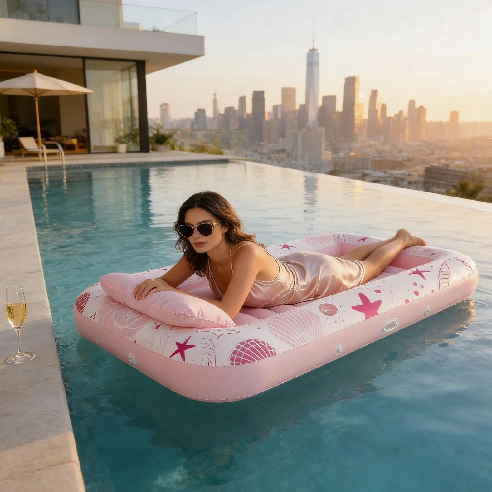 Tumbona de piscina bronceada – Tumbona hinchable con función de soporte para bebidas, colchón flotante para el tiempo libre | Relajantes asientos de agua al aire libre para adultos, familias, resort
