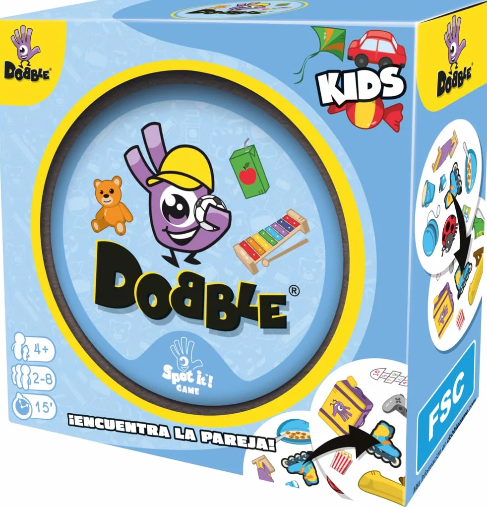 Asmodee Dobble Kids, Juego de Cartas Infantil de Acción y Reflejos, A Partir de 3 Años, De 2 a 8 Jugadores, 15 Minutos por Partida, En Español