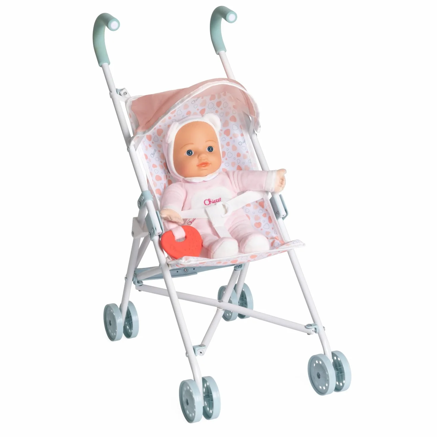 Chicco Cochecito para Muñecas My First Doll, para niños a Partir de 3 años, Cochecito de Juguete con 4 Ruedas, Ligero y fácil de Plegar, Asiento de Tela y Capota Plegable