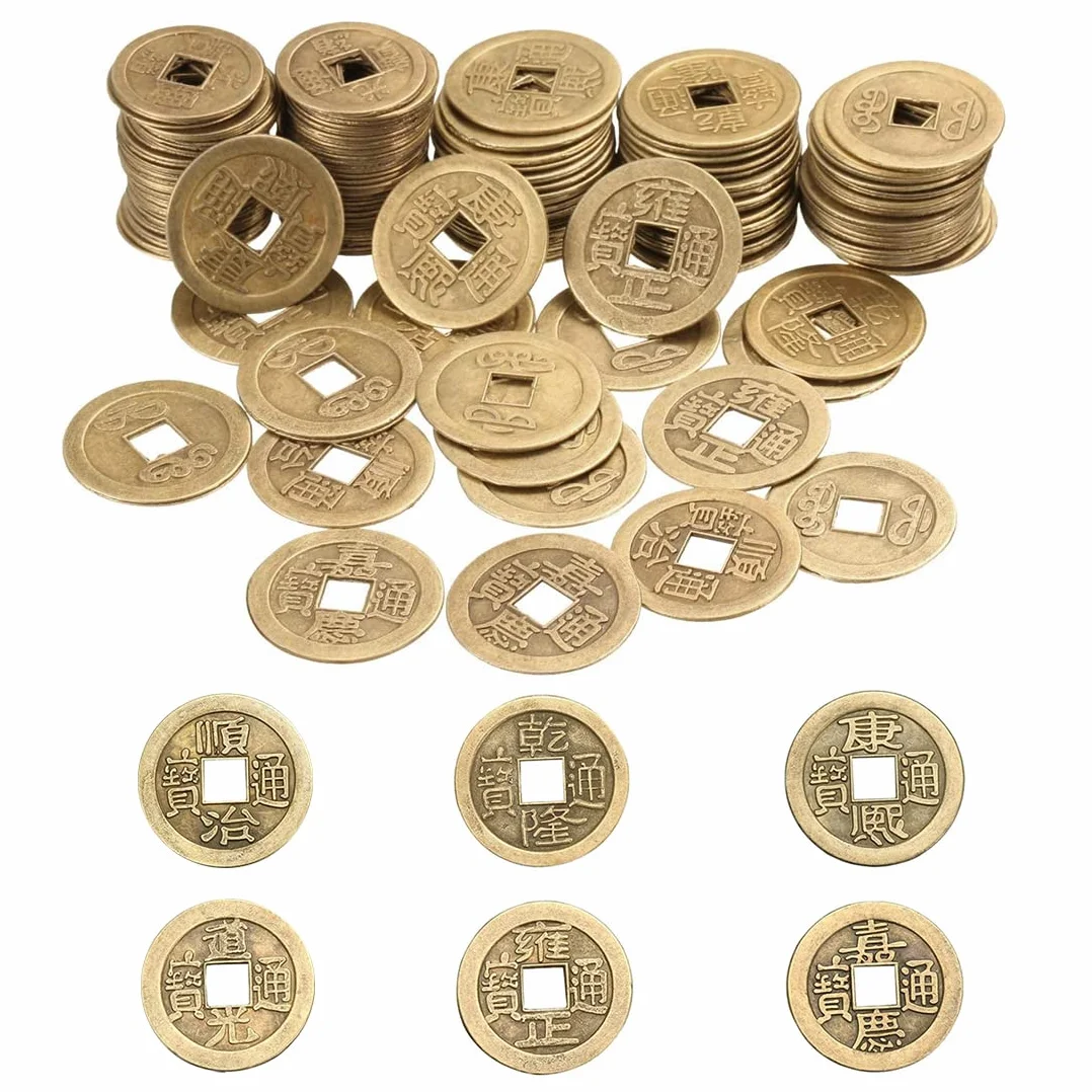 50 Piezas Monedas Feng Shui Chinas Moneda de la Fortuna de la Buena Suerte Monedas I-Ching para la Salud y la Riqueza, 2 cm