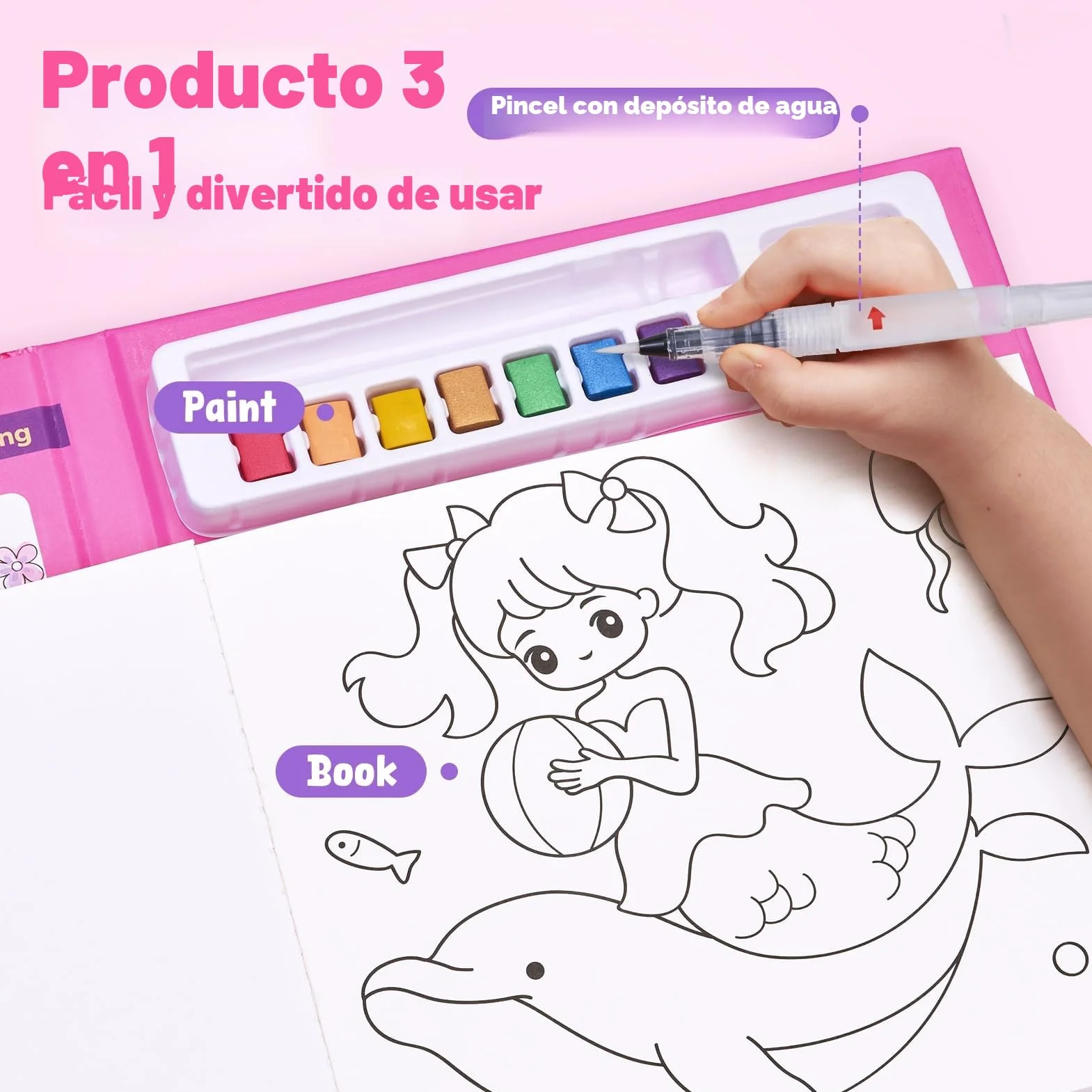 JoyCat Libros para colorear con agua, Actividad de arte y manualidades, Arte sin desorden de Princesa para niños de 4 a 8 años, Kits y suministros creativos, Actividad DIY, Regalos para niñas y niños