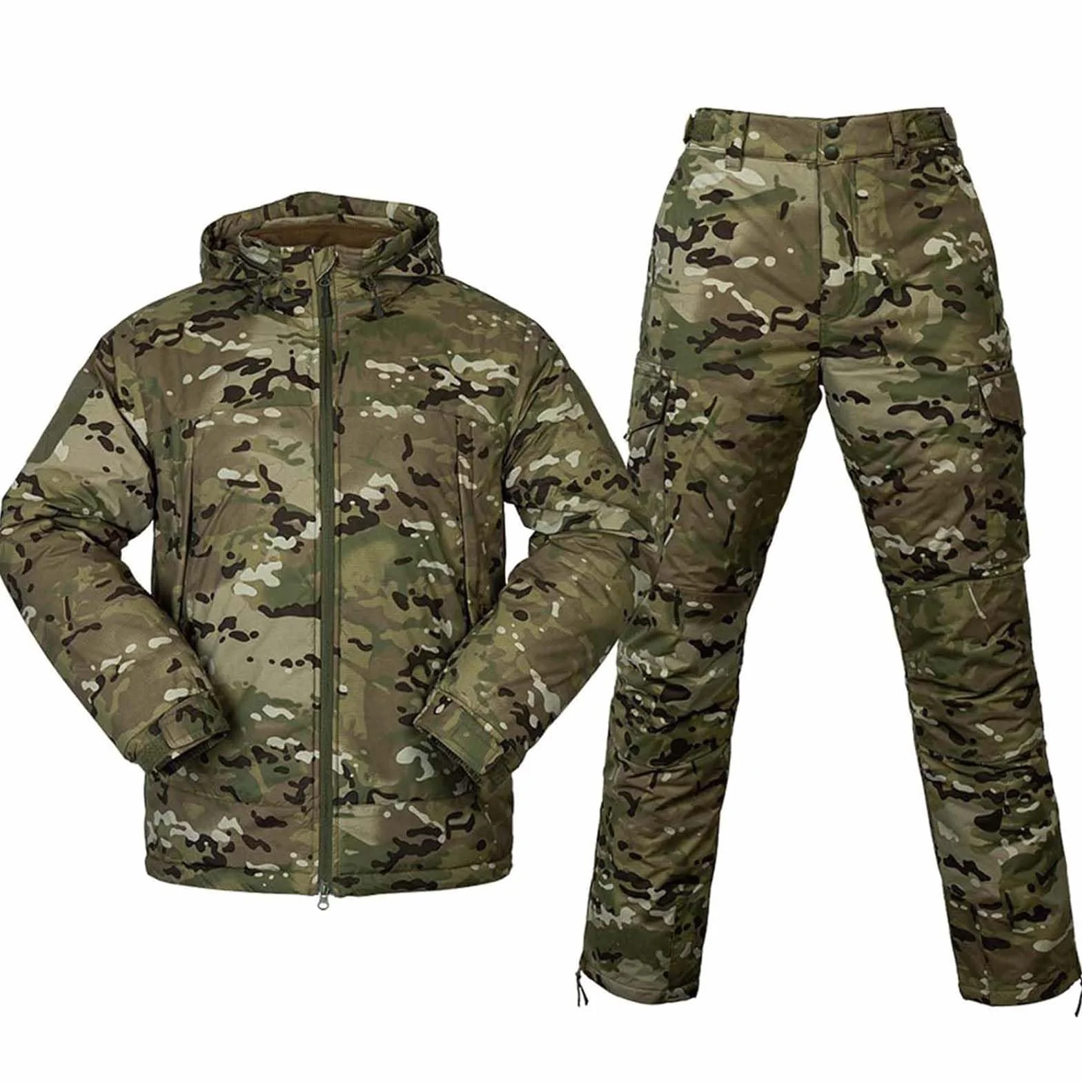 Chaqueta y Pantalones Tácticos para Hombre Ripstop Multicam Military BDU Uniforme de Caza