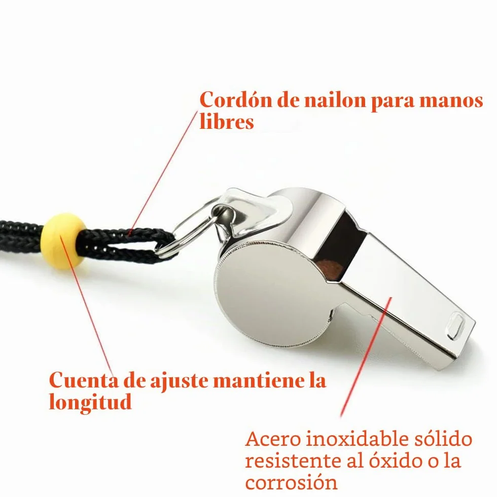 Silbato deportivo de acero inoxidable, paquete de 2, sonido fuerte, para entrenadores y árbitros