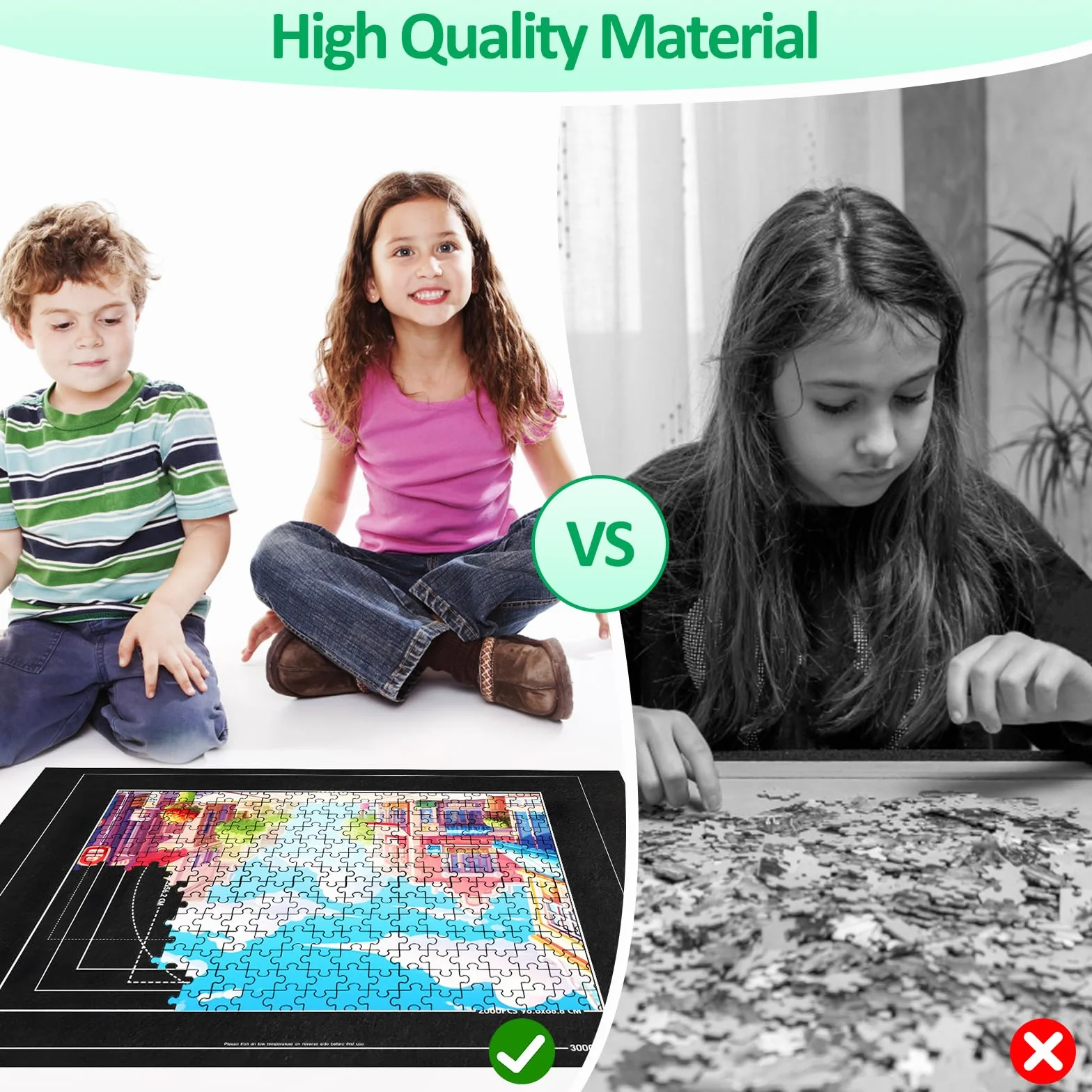 TNOMSNO Tapete Puzzle 2000 Piezas, Alfombra Puzzle 2000 1500 1000 Pezzi, Portátil Fieltro Estera de Rompecabezas,120x80cm, Tapiz Puzzle Enrollable, Negro
