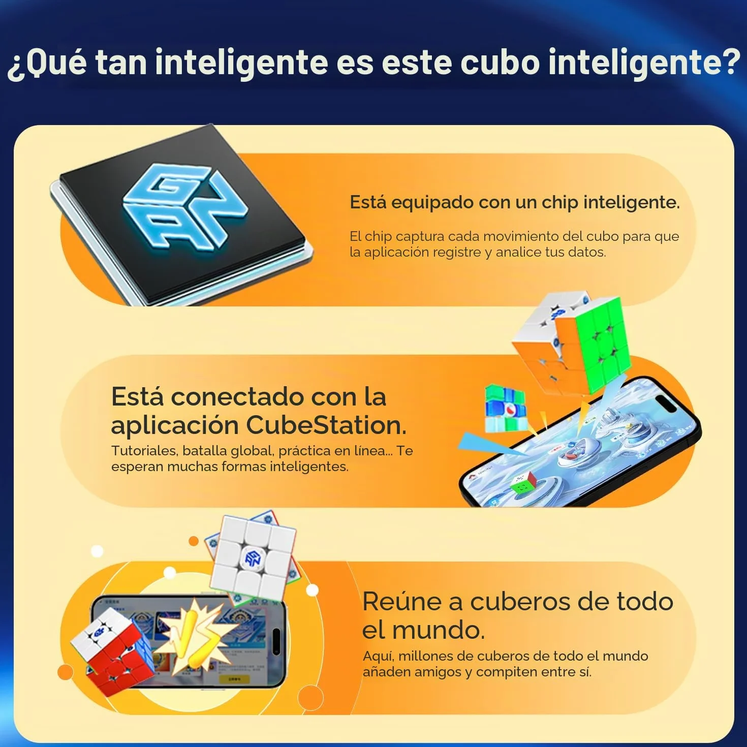 GAN 356 iCarryE Speed Cube Magnético Cubo Inteligente con Concurso en línea App, Cubos Bluetooth 48 imanes/12 Niveles de Magnetismo/4 Niveles de Elasticidad Batería Reemplazable (Versión Esmerilada)