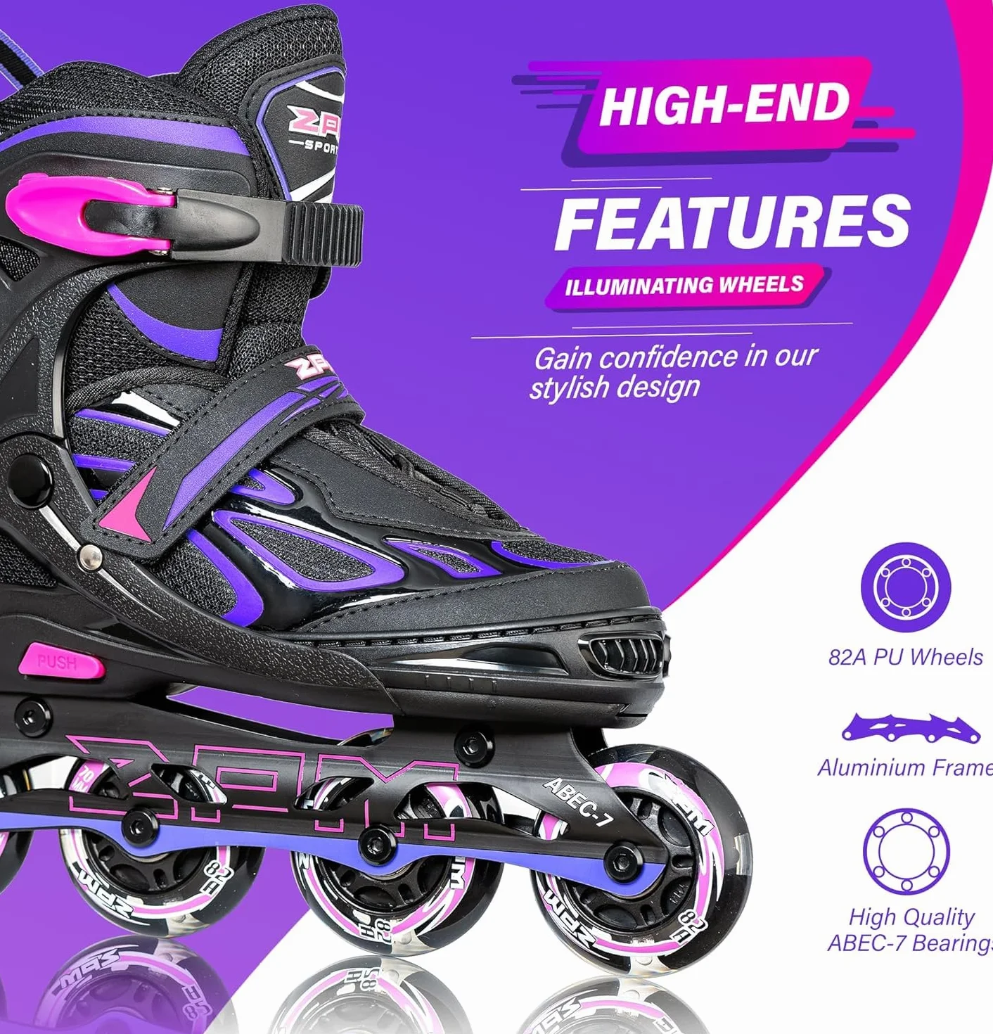 2PM Sports Patines en Línea Ajustables para Niños, Tallas 30-44