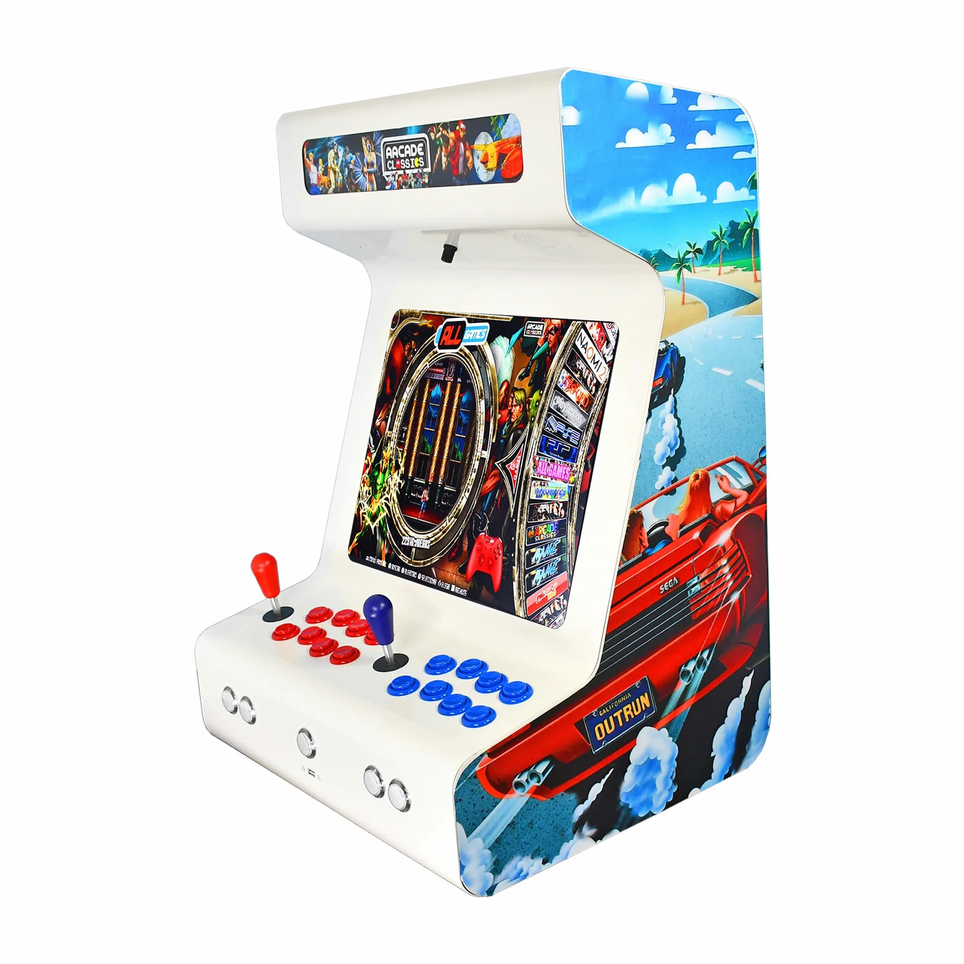 Arcade recreativa, Construida en Acero, 8 Botones Arcade de Tipo Americano, Intel N100 16GB RAM y 256GB SSD, Dual Boot Windows 11 y Batocera, Podrás añadir tu Propia librería Steam, Modelo Blanco