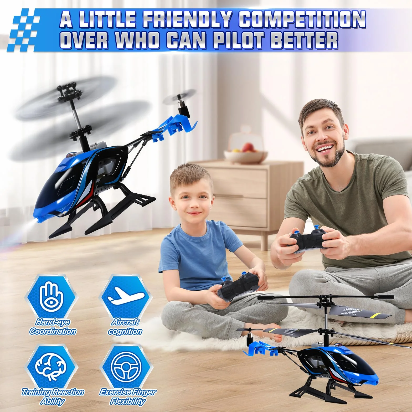 Helicóptero RC, 2.4G Avion teledirigido con Luces LED, Helicóptero teledirigido Juguete Interior Exterior Niños Juguete para Niños Niñas 8 9 10 11 12 Años