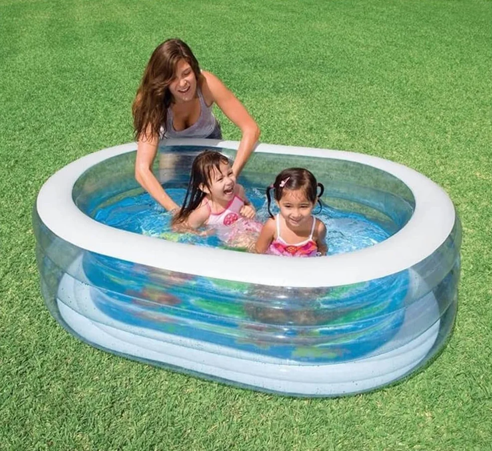 Piscina de jardín, Piscina Infantil Hinchable Azul 163x107x46cm