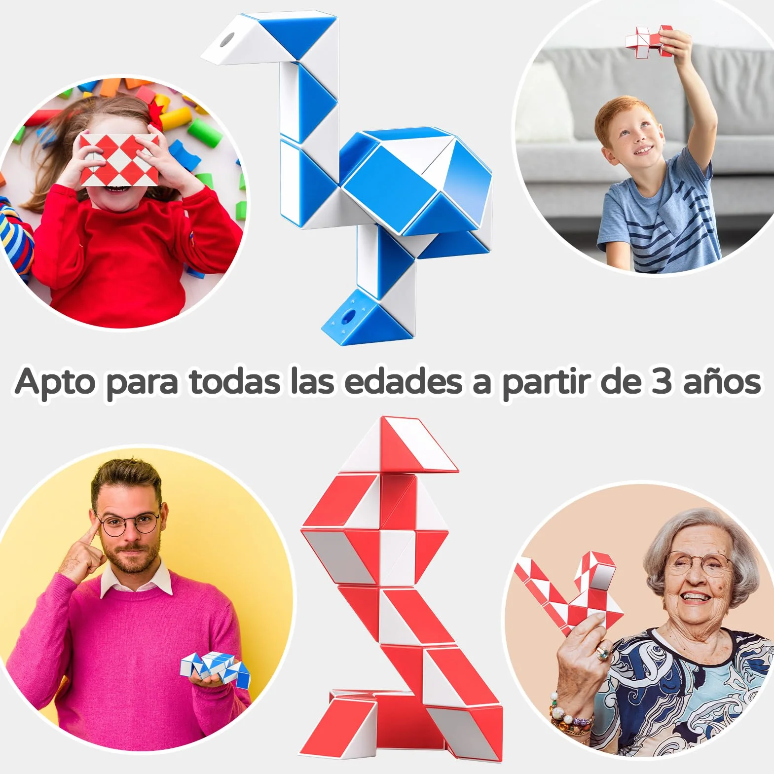 Cubo Mágico Serpiente 2 Paquetes 24 Piezas Rompecabezas Twist Fidget Juguetes Educativos