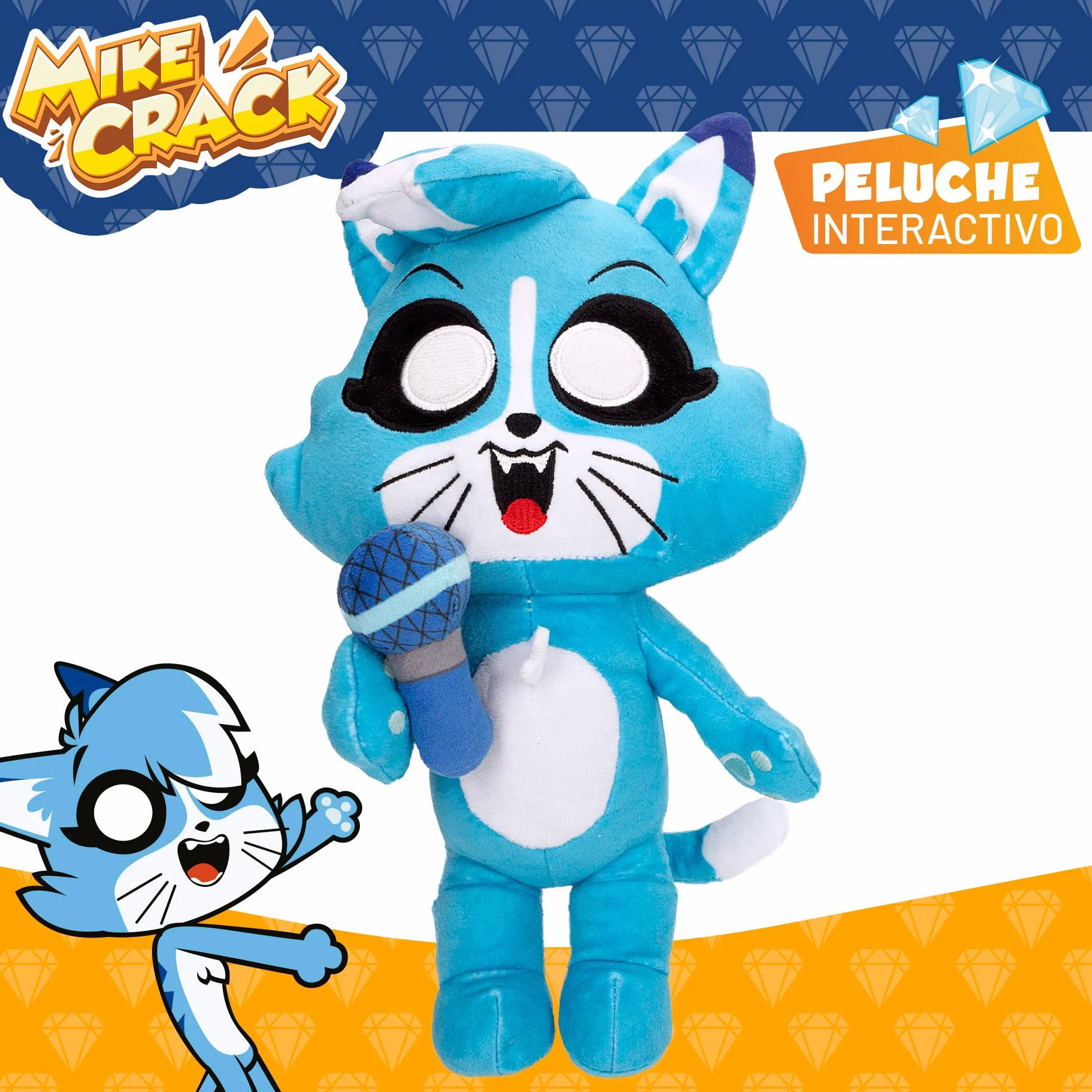 ColorBaby Mikecrack, Peluche Interactivo, Gatita Akela, con música, Grabación y reproducción de Voz, Juguete Personaje Youtube, 29 cm, Canta La Mejor canción, Repite lo Que Dices (85424)