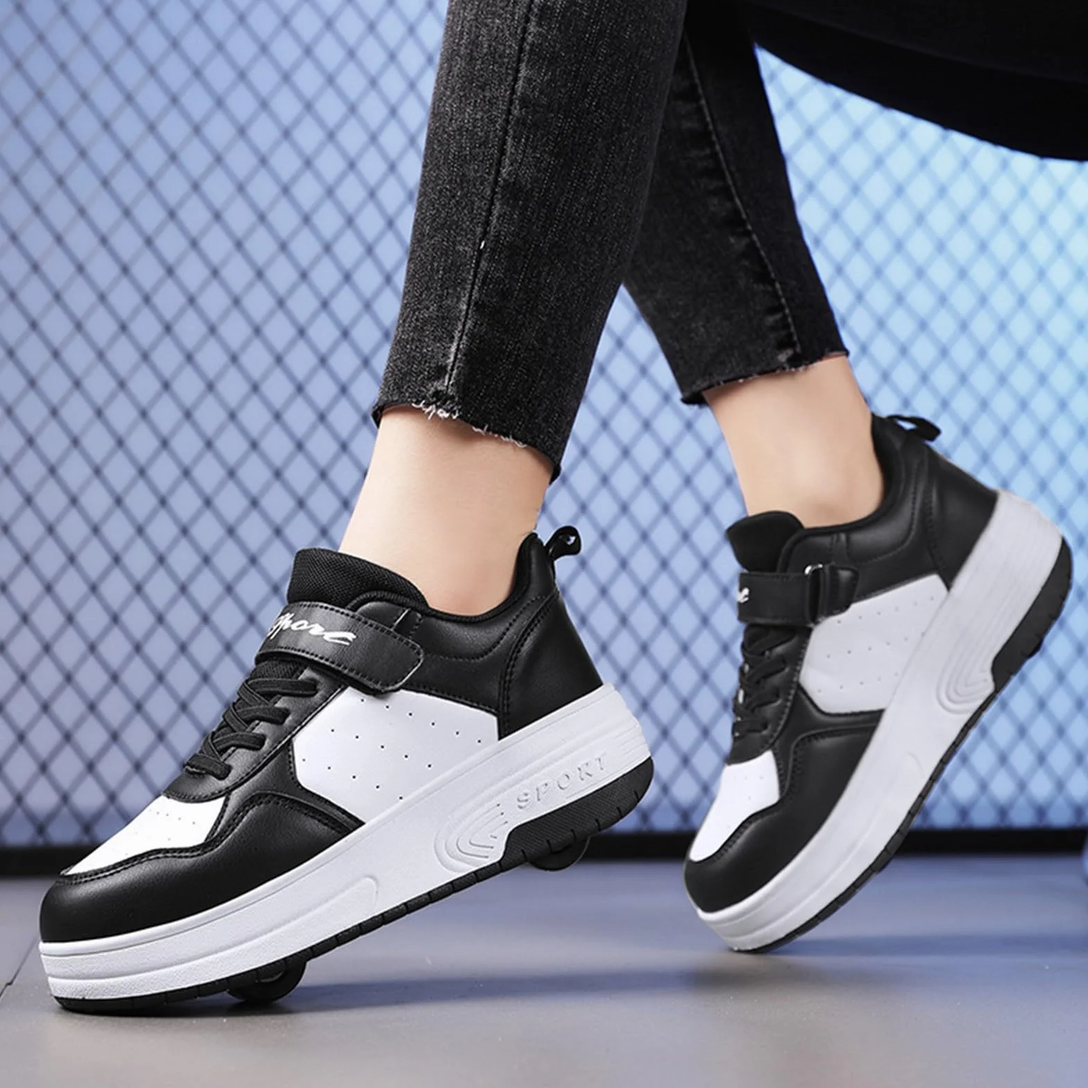 Zapatillas de deporte para niñas con suela gruesa Ruedas Zapatos de patinaje niños