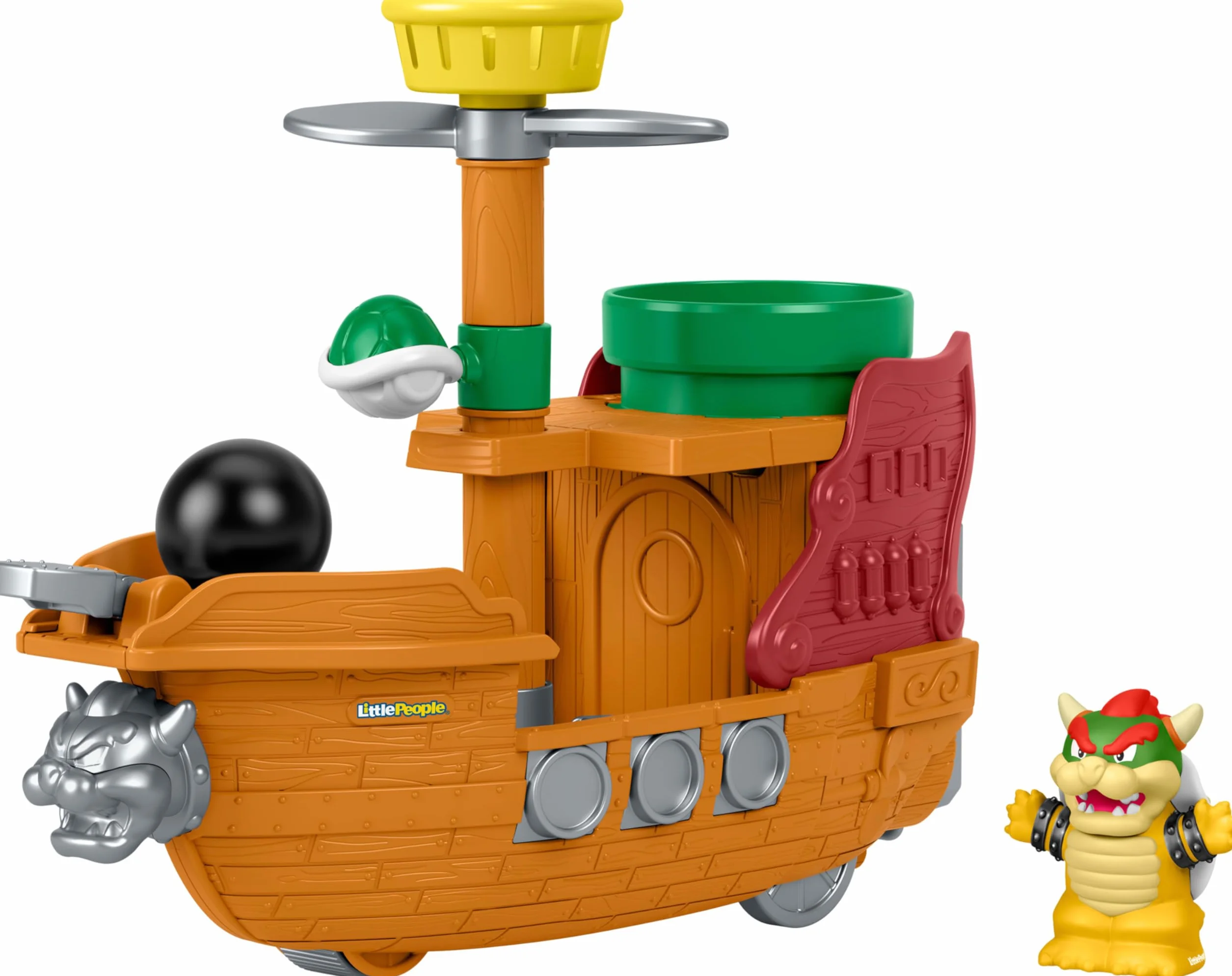 Fisher-Price Little People My Mario Juguete para niños pequeños, Conjunto de Juego de Barco de Bowser con Figura para niños y niñas en Edad Preescolar, a Partir de 18 Meses, JHG62