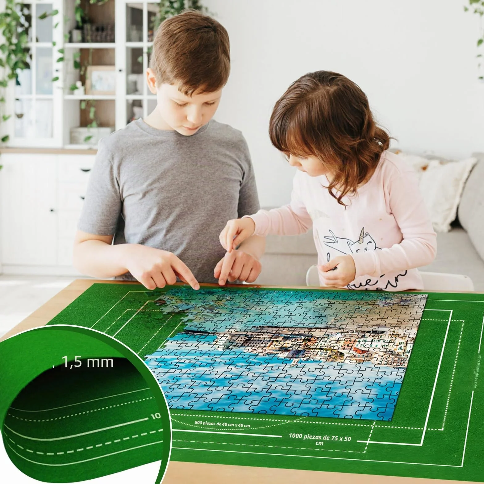 VFANDV Puzzle Mat, Fieltro Tapete Puzzle 500 1000 1500 Piezas, Estera de Rompecabezas Portátil 66 x 116 cm