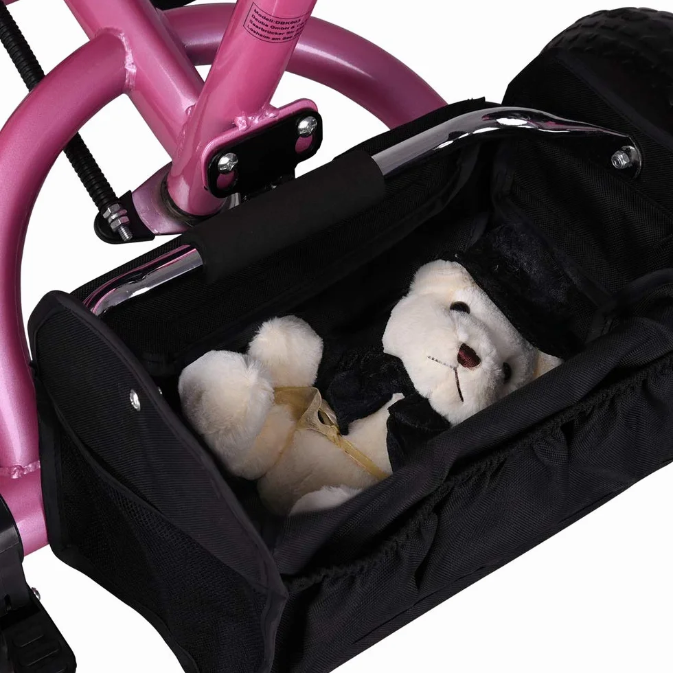 SPIELWERK® Triciclo Evolutivo Bicicleta Niños Carga Máxima 30Kg Cochecito Bebe Pedales Reposapiés Barra de Empuje Techo Plegable Portavasos Rosa