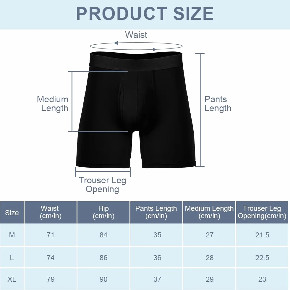 Calzoncillos Hombre Boxer Deportivos Pack 3 95% Fibra de Bambú 5% Elastano Ropa Interior Extra Larga