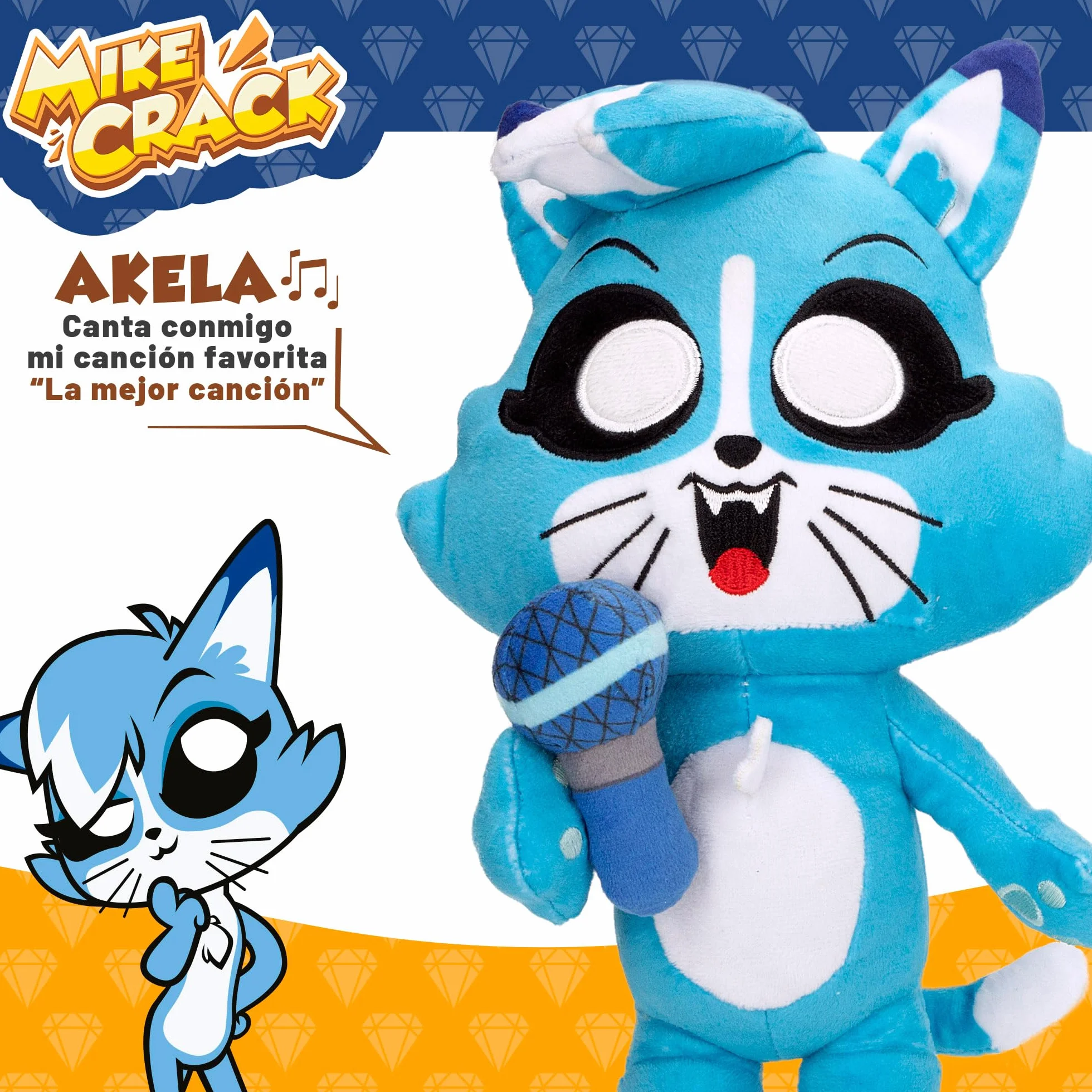 ColorBaby Mikecrack, Peluche Interactivo, Gatita Akela, con música, Grabación y reproducción de Voz, Juguete Personaje Youtube, 29 cm, Canta La Mejor canción, Repite lo Que Dices (85424)