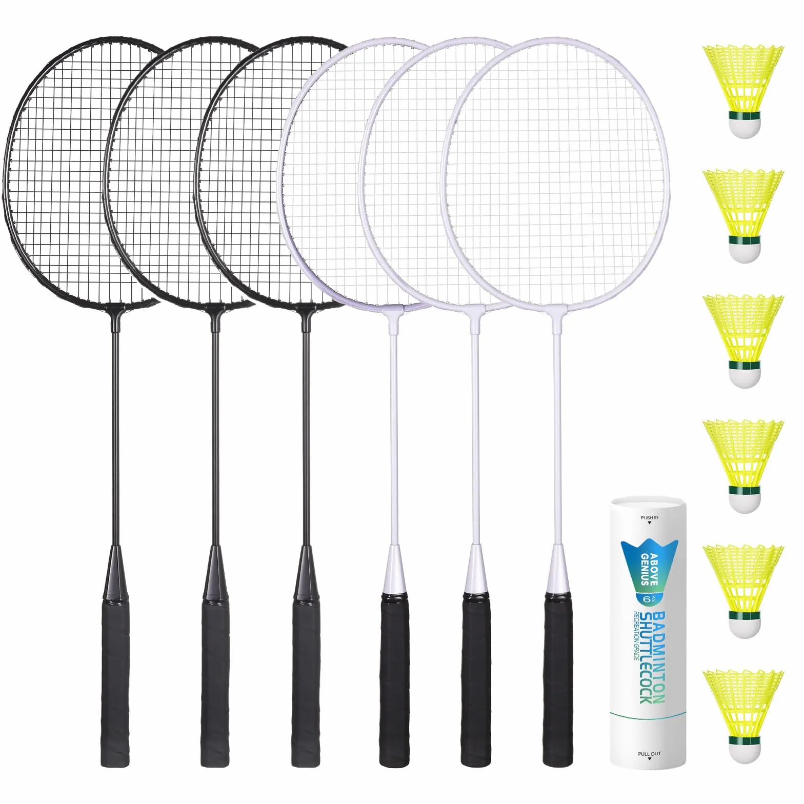 AboveGenius Badminton Rackets Set with 6 Shuttlecocks Lightweight Outdoor Backyard Games