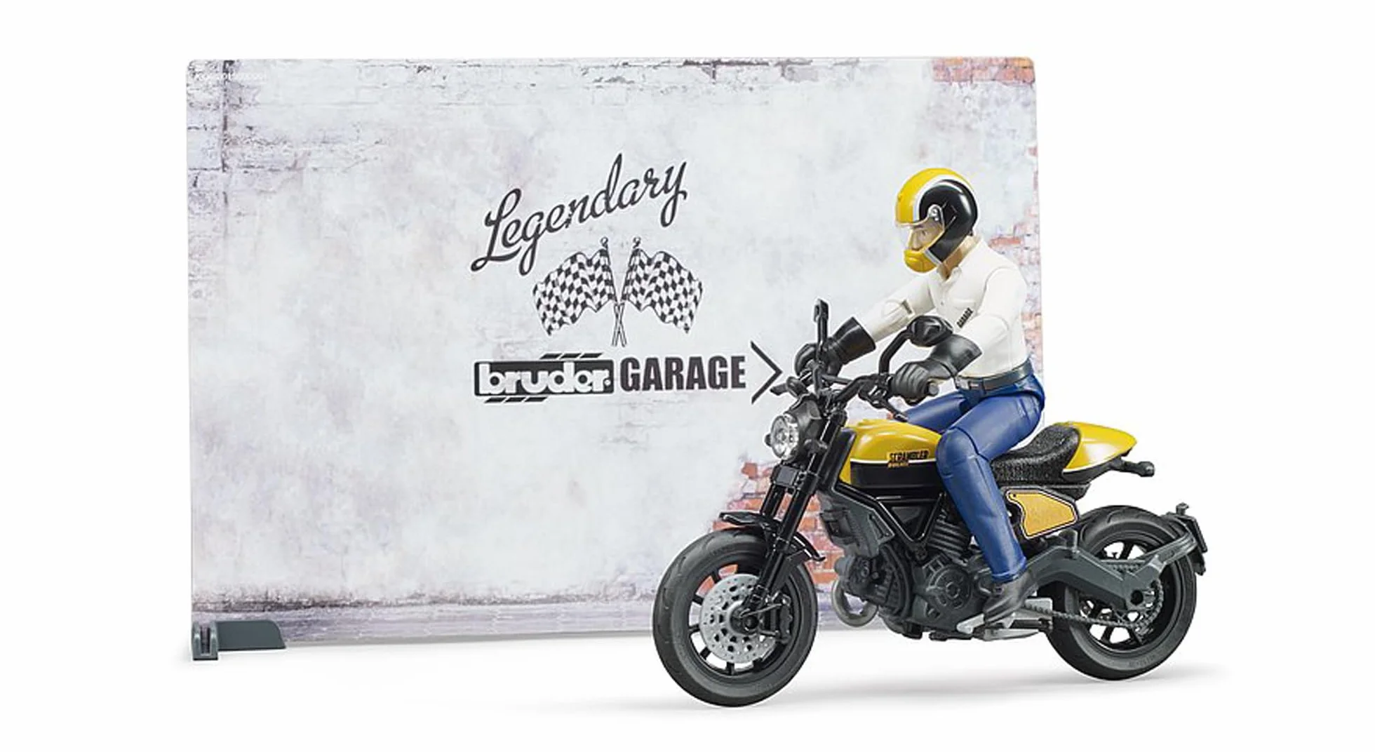 bruder 62102 - bworld taller de motos Scrambler Ducati Full Throttle con mecánico,taller, figura de juguete