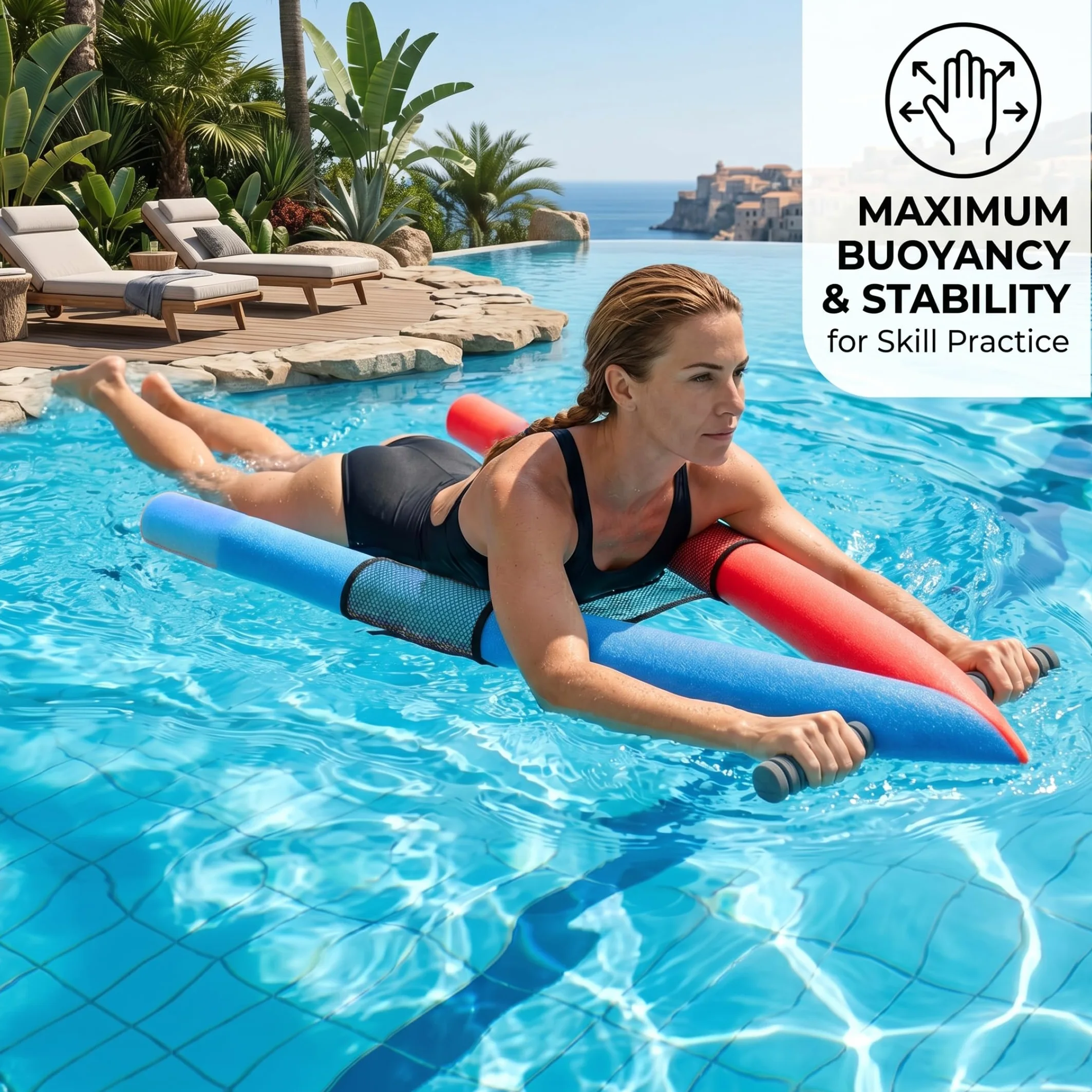 Tabla de natación Jumbo Pool Noodle en Forma de A para Adultos con Bolsa de Malla (Color Aleatorio)
