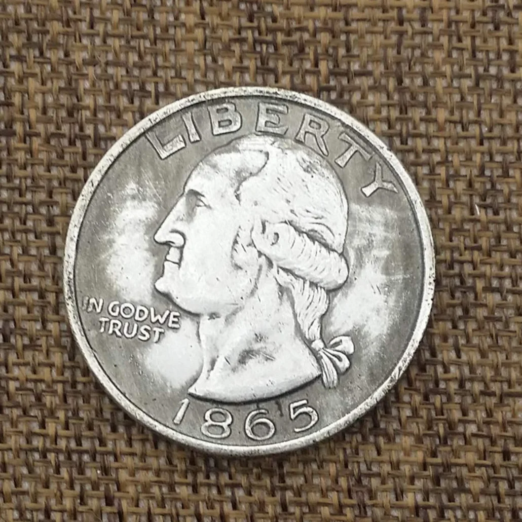 Moneda antigua de un dólar estadounidense, 1865, de plata