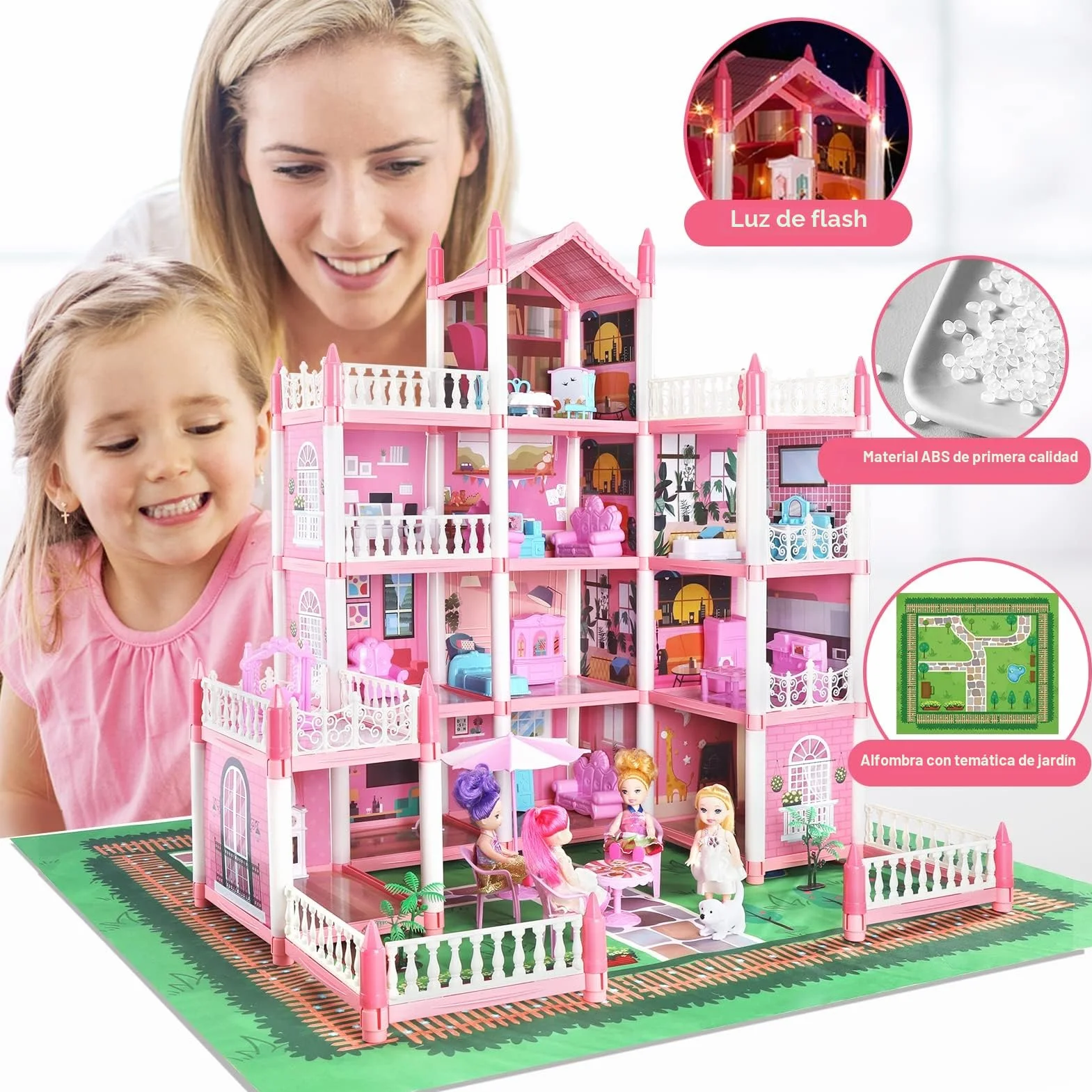 Casa de Muñecas para Niñas,Juguetes Niña 4 Años,Casa de Princesa de Ensueño con Muñeca y Luces,Regalo De Juguete para niños