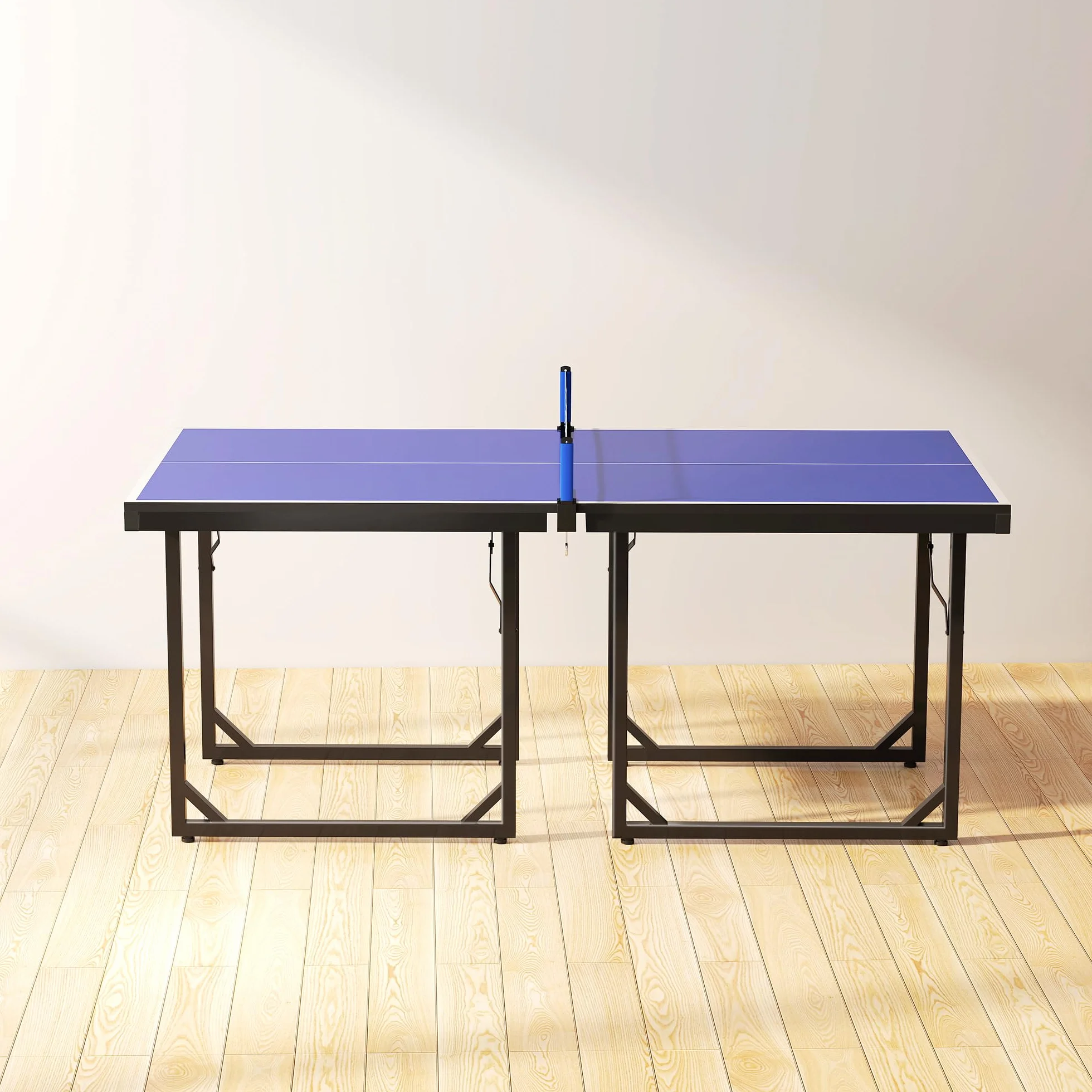 HOMCOM Mesa de Ping-Pong Plegable 182x91cm Resistente a la Intemperie Marco de Acero con Red para Interior