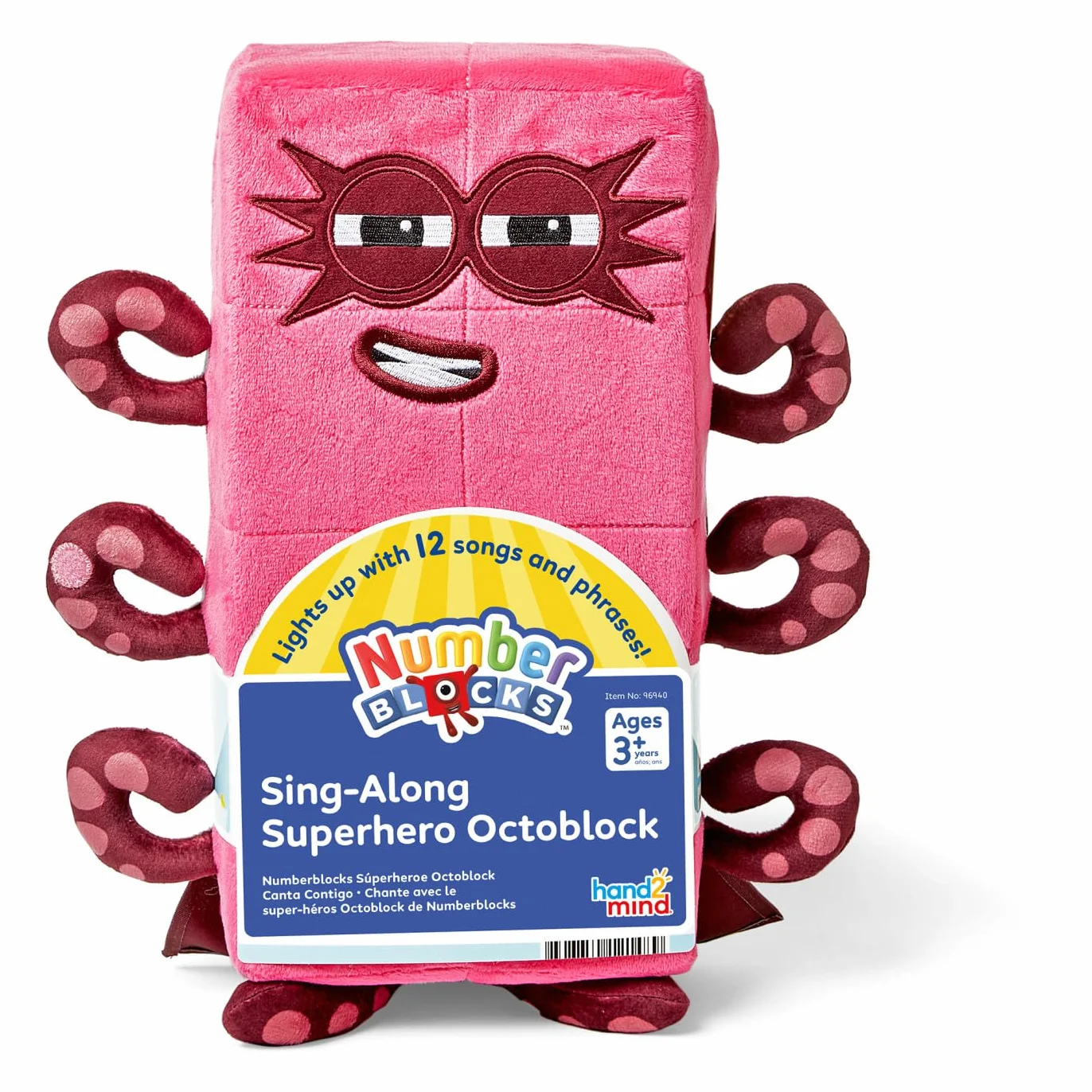 Learning Resources Peluche Numberblock Octoblock Compañero de Juego, Colección de Peluche Original de la Serie TV, Canta 12 Canciones de la Serie TV, Regalo para Niños y Niñas de 3, 4, 5+ años