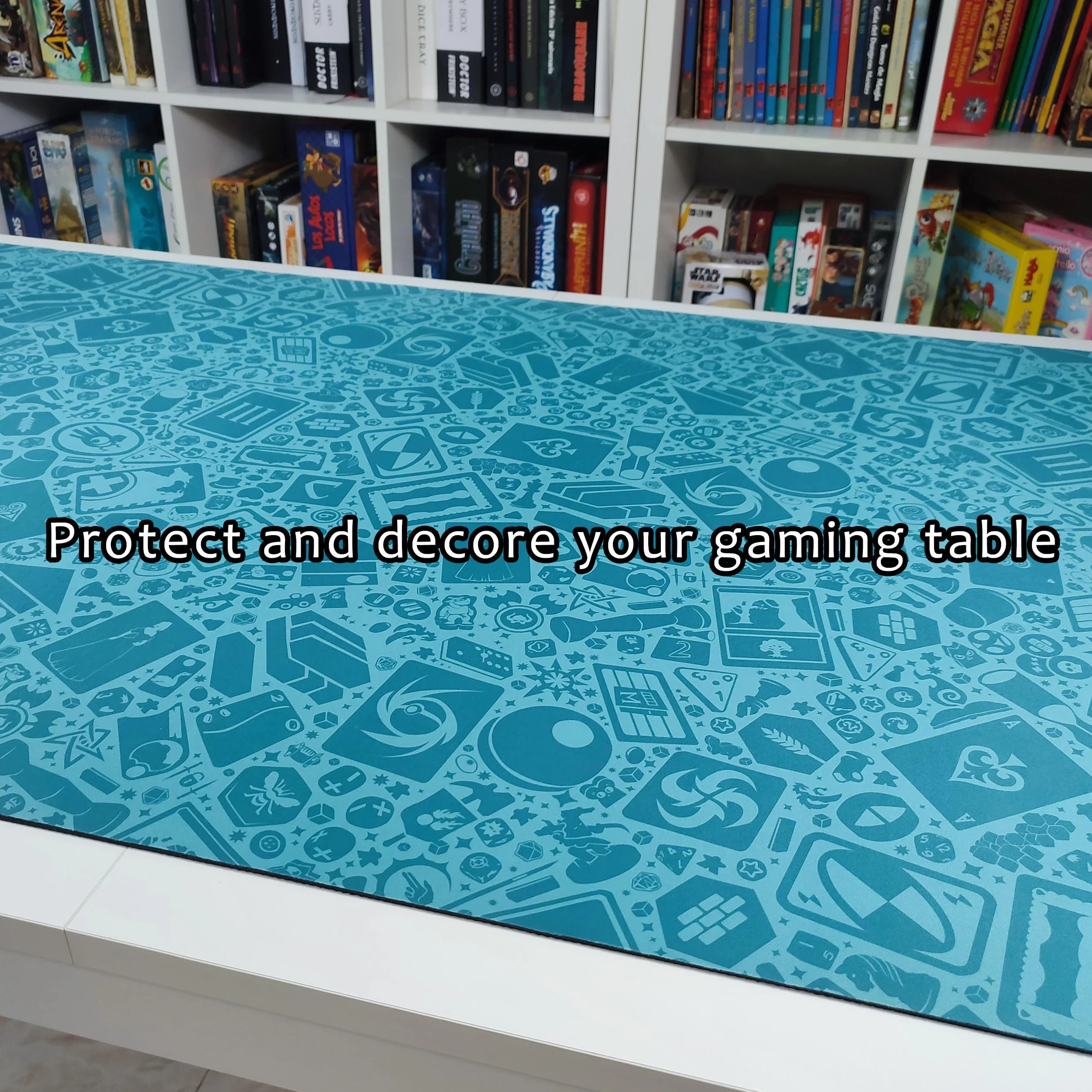 Neoprene Play Mat | Tapete especializado para Juegos de Mesa, Dados y Cartas | 140 x 80 cm | Impermeable, Antideslizante y Enrollable (Gaming (Blue))