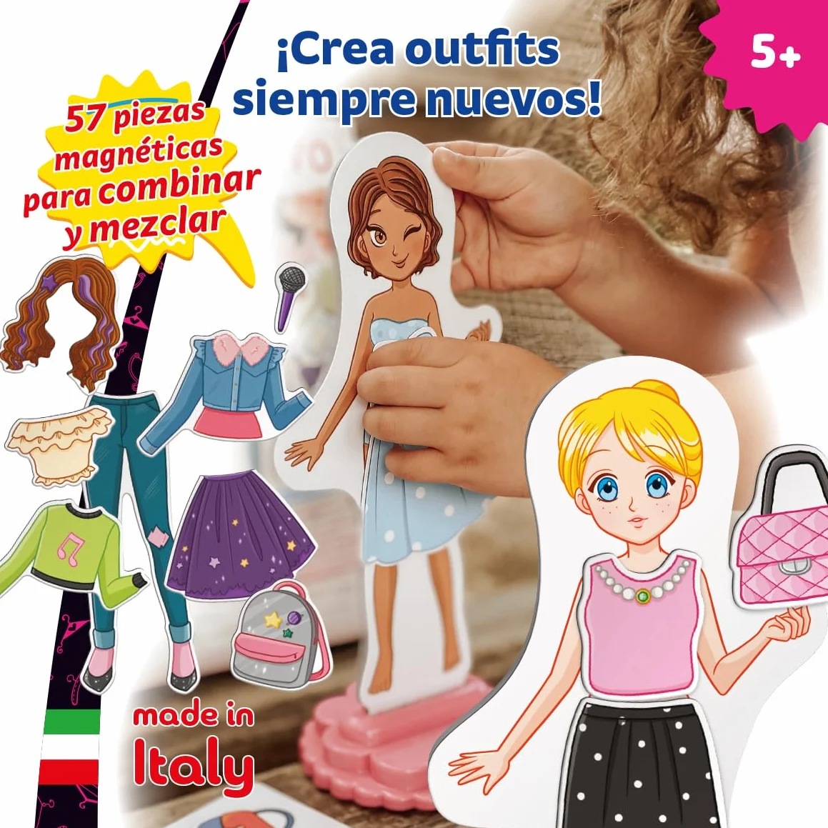 Quercetti Magnetic Fashion Best Friends, Juguetes Niña 5 Años a 9 Años, Juego Magnetico con Muñecas y Ropa, Juguetes Niñas, Juegos Infantiles Creativos para Niñas, Made in Italy