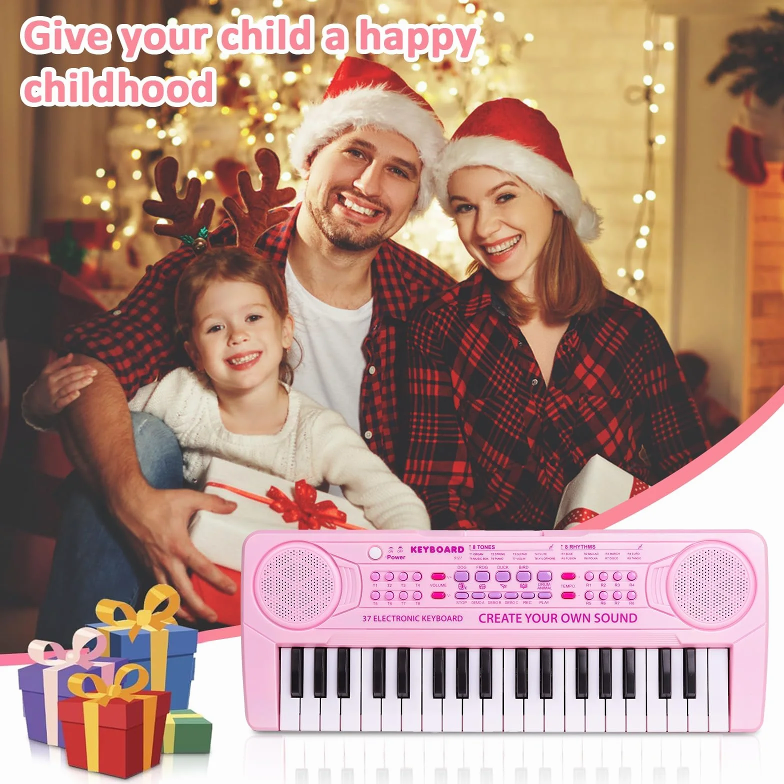 Teclado Piano 37 Teclas, Piano Electrónico Infantil, Teclado de Música Digital Portátil para Niños, Educativa Regalo para Principiant