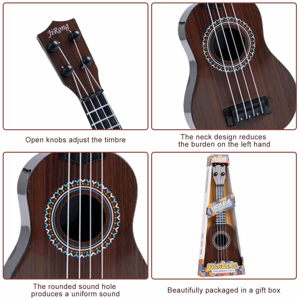 Mini Guitarra Ukelele de Juguete de 4 Cuerdas para Niños, Juguetes de Guitarra para niño pequeños con un simpático Dinosaurio, Ukelele para Niños como Instrumento Musical (A5)