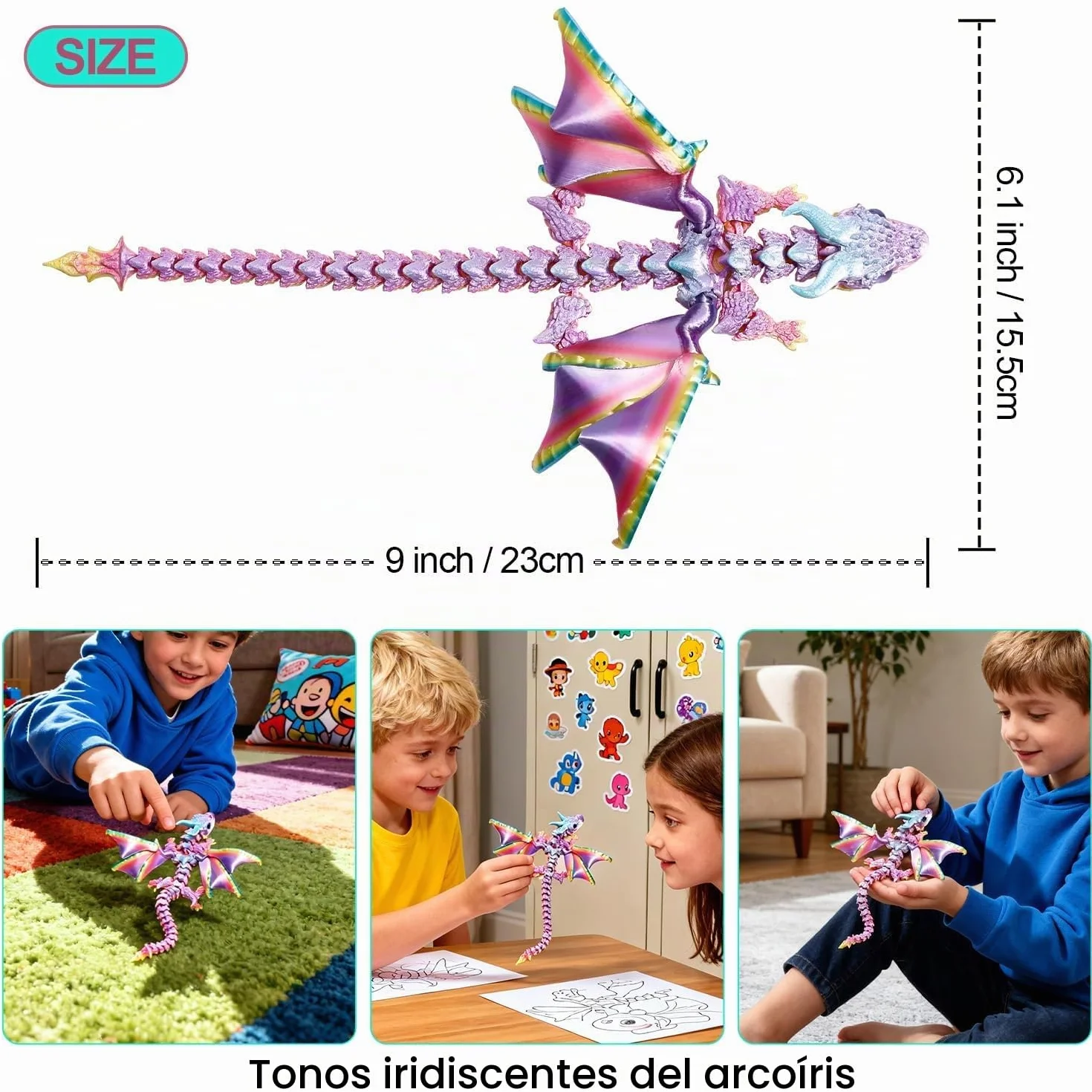 Dragón Articulado con Alas Impreso en 3D – Fidget spinner Flamewing, juguete de Cómo entrenar tu dragón, Dragon Juguete Flexible con Articulaciones Móviles, Decoración Hogar y Oficina, Regalo Navidad