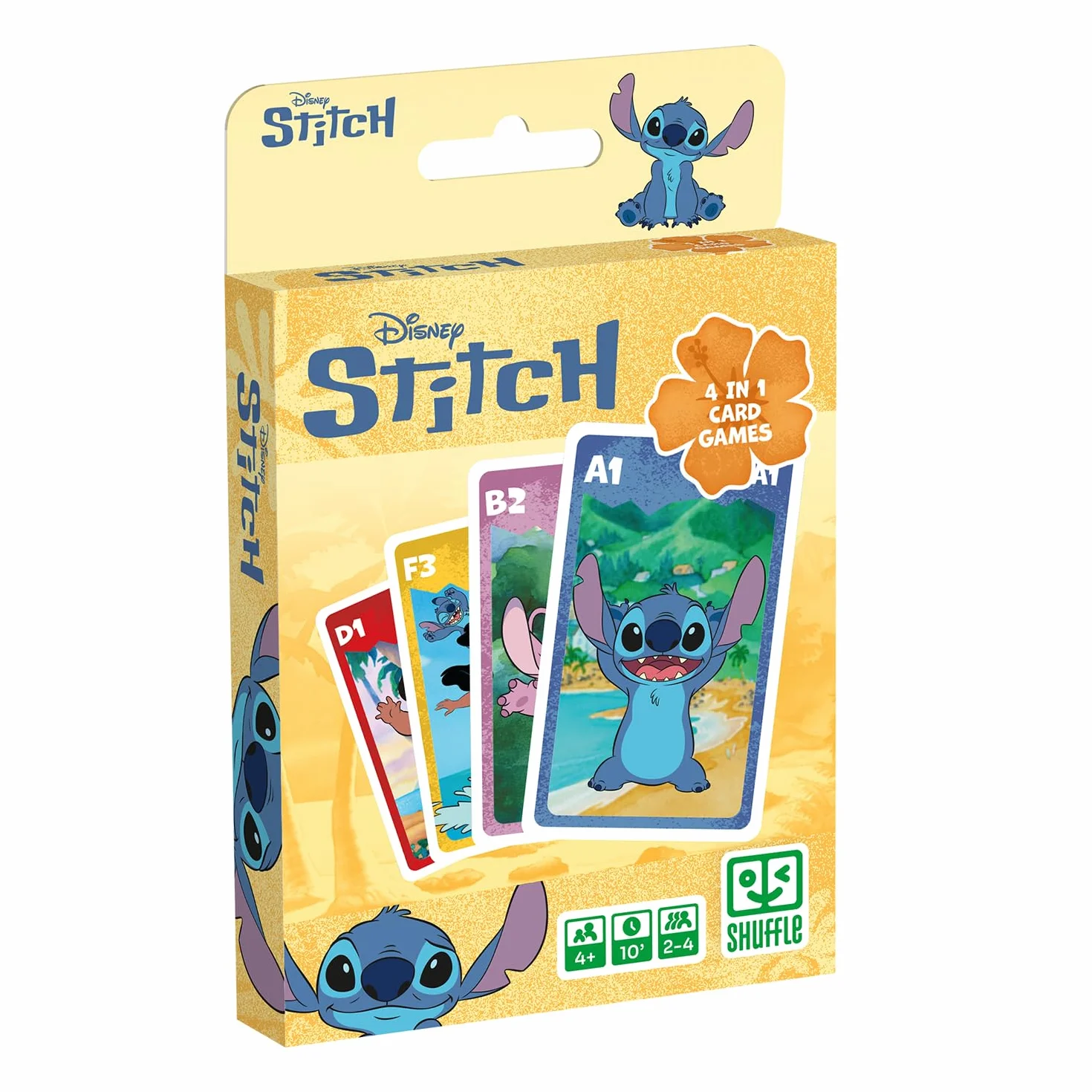Juego de Cartas 4 en 1 Stitch Disney Lilo & Stitch – 7 Familias, Batalla, Memo y Acción para Niños a Partir de 4 Años