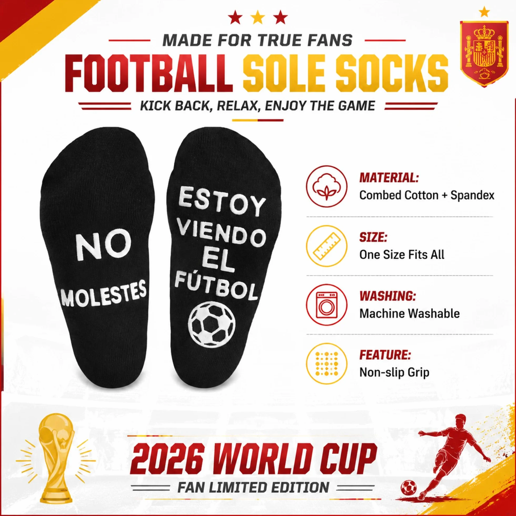 BISOUSOX Calcetines Hombre Algodón 39-46 Antideslizantes Fútbol Regalo