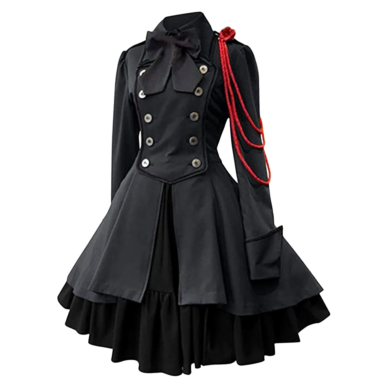 Disfraz De Bruja Vestido Retro for Mujer Monocolor Manga Trompeta Largo Princesa Pipa Cenicero Medieval (,)