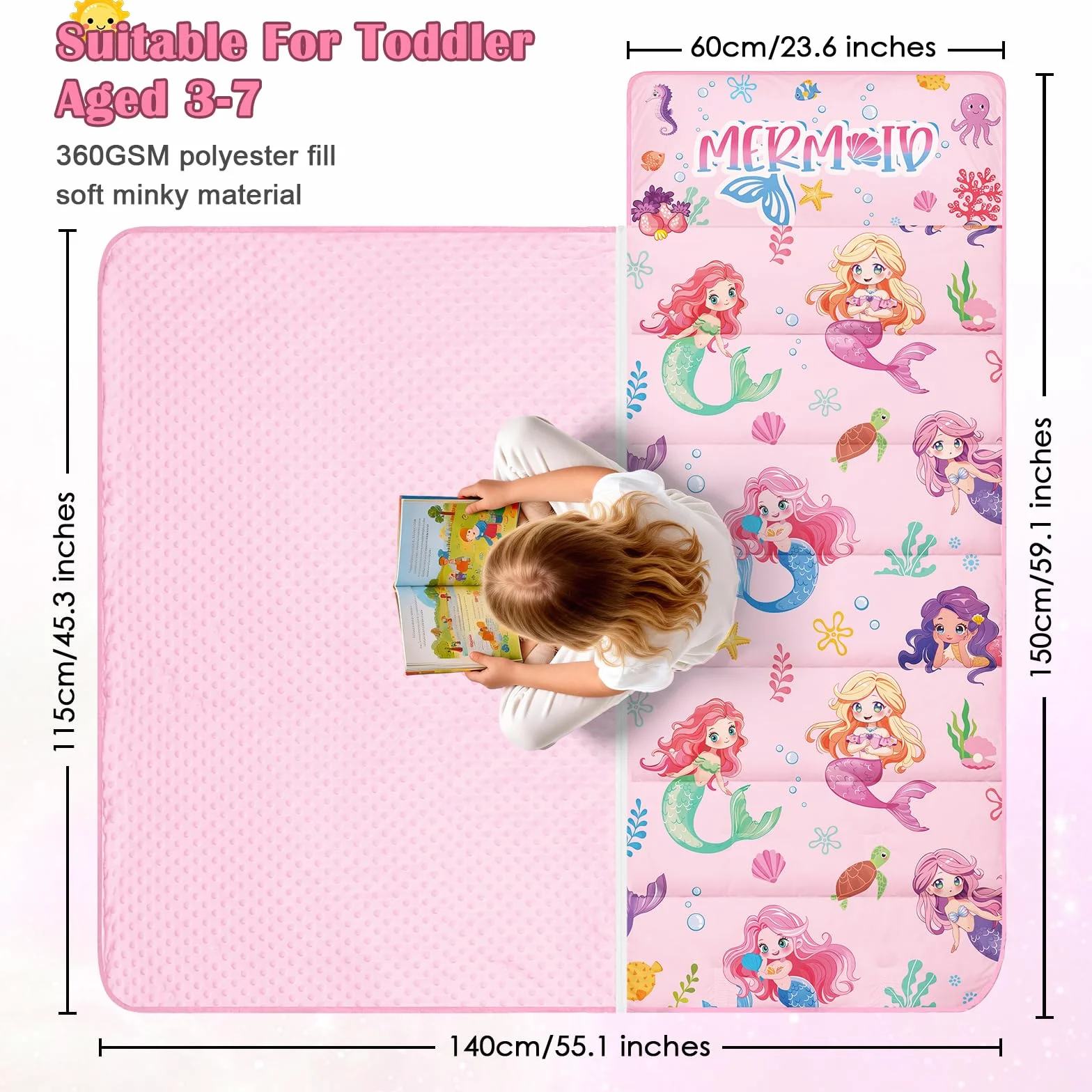 decalsweet Saco de Dormir para Niños con Almohada y Manta Extra Gruesa Grande 2 en 1, Alfombrilla de Siesta para Niñas y Niños, Bolsa de Dormir Bebés para Preescolar Viajes Camping
