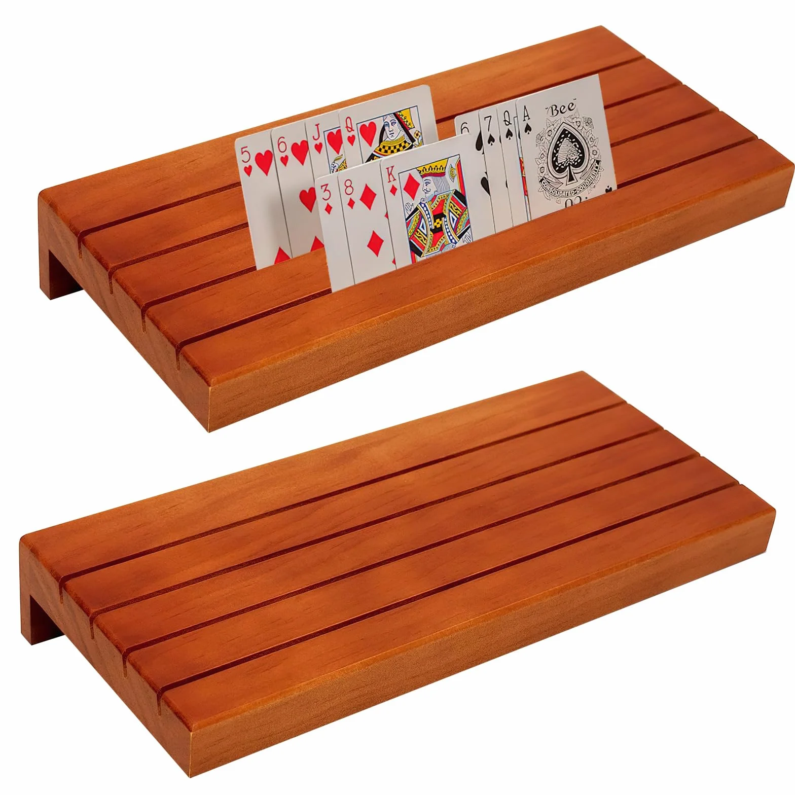 2 soporte para tarjetas para niños y juego, madera, manos libres, póker, 33