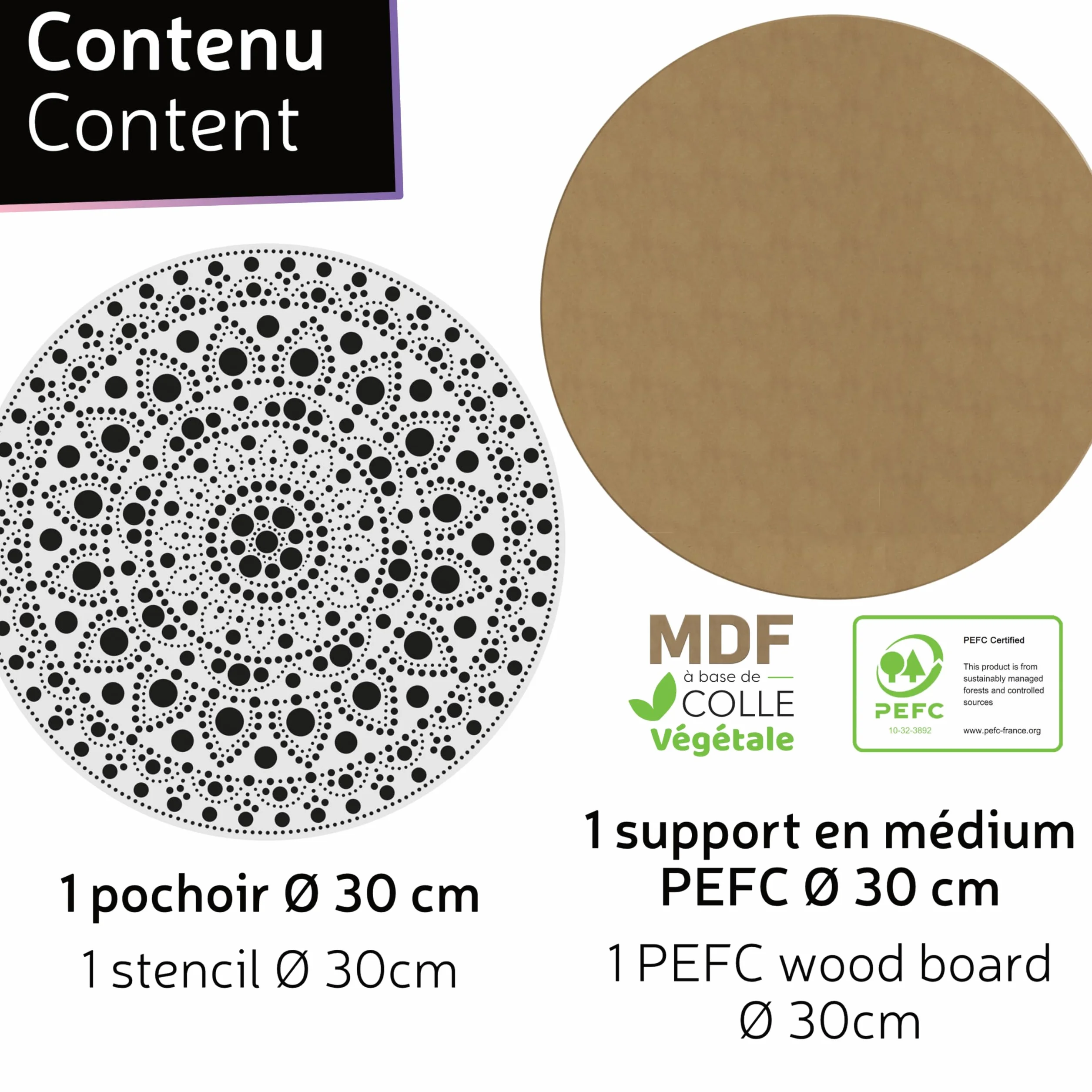 Aladine 85505 - Kit de mandala, 30 cm, diseño de mandala y soporte de madera