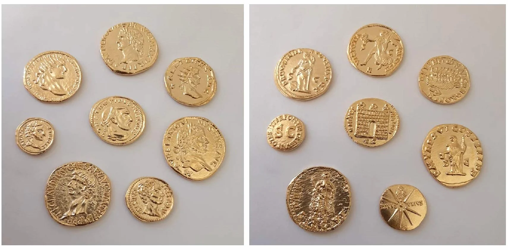 Eurofusioni Monedas Romanas Imperiales chapada de Oro - Set 8 Emperadores Antigua Roma