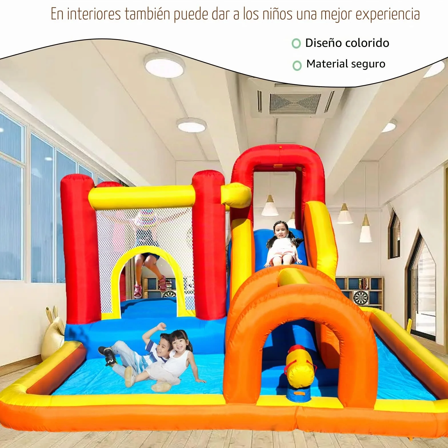 Baralir Castillo Hinchable con Ventilador, tobogán seco y de Agua, Puede albergar 3~5 niños al Mismo Tiempo. Castillo para niños para Uso Interior o Exterior 400 × 320 × 200 cm