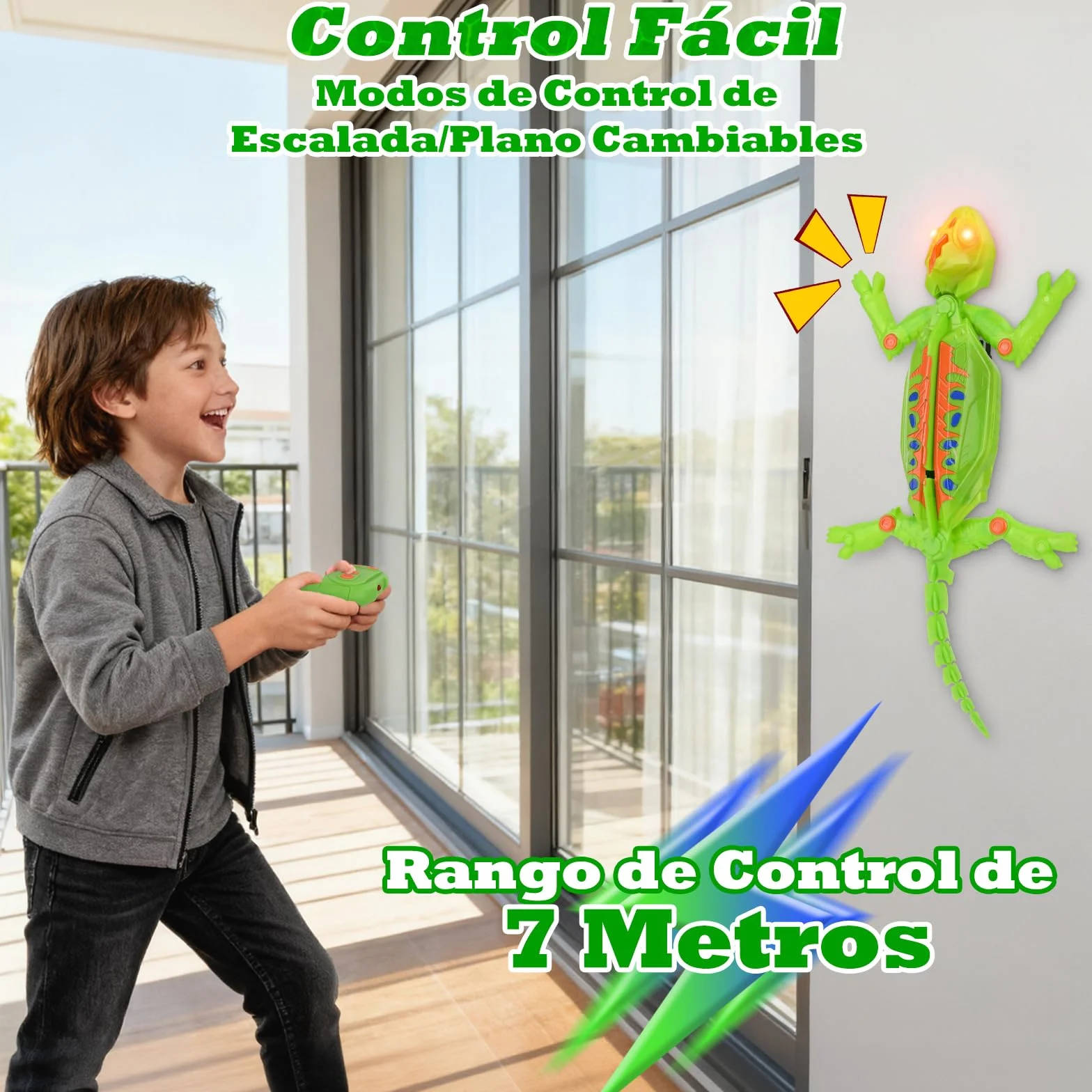 Wall Crawler Gecko, Lagarto Teledirigido para arrastrarse en Suelos y Paredes, con Ojos LED Brillantes, Fácil de controlar, Robot Control Remoto Recargable, Juguetes Niños 4 Años (Lagarto)