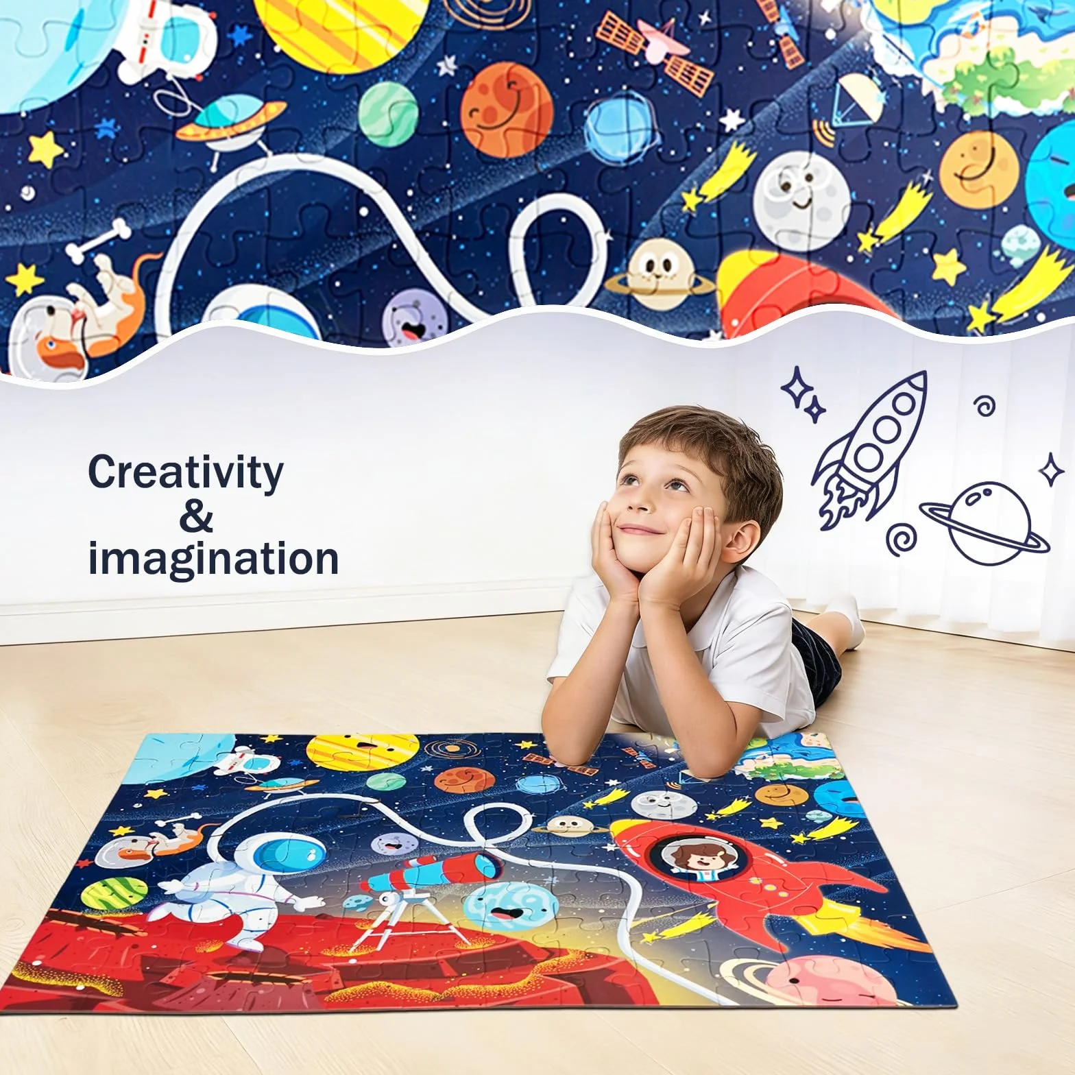 4, 5, 6 años, rompecabezas para niños, 96 piezas, rompecabezas de suelo para viajes espaciales, modelo del sistema solar, juguete Montessori a partir de 3 años, regalos de cumpleaños para