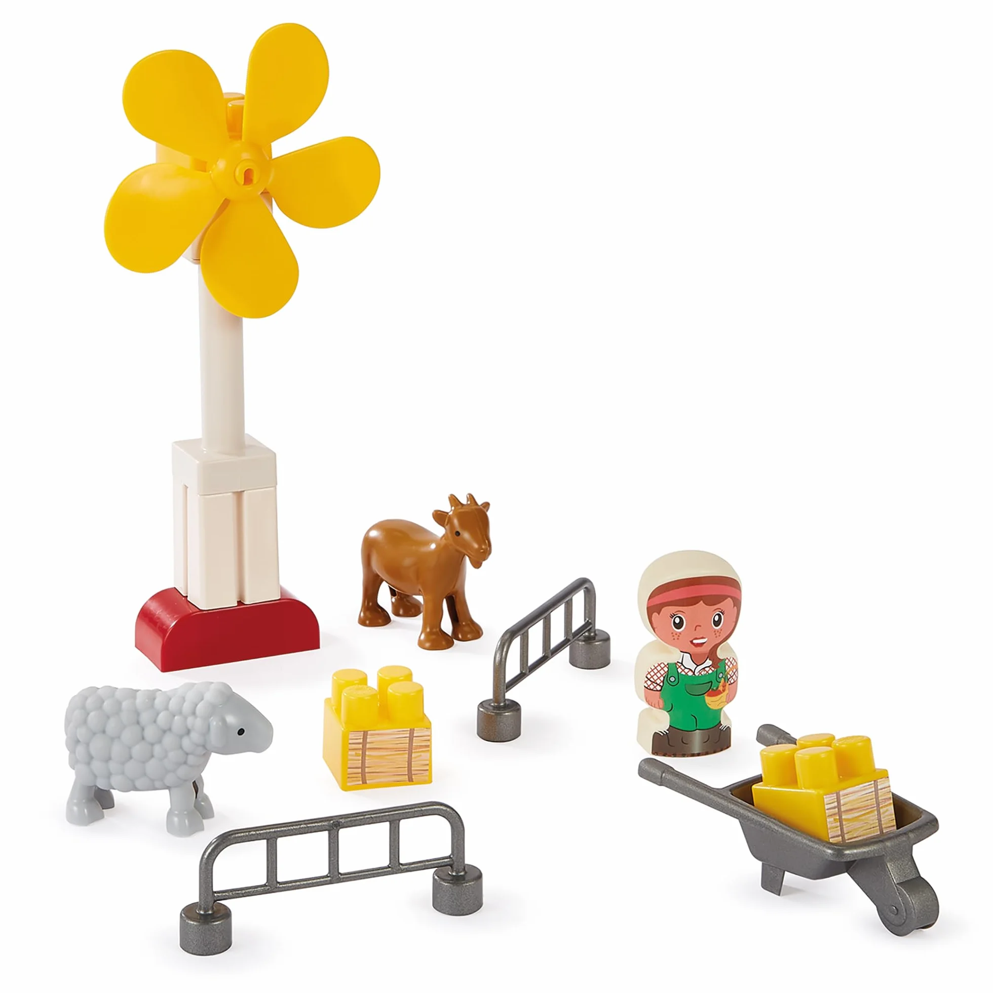 Ecoiffier Abrick Granja ecológica, Juego de construcción con Animales, Tractor, silo y Accesorios, con Paneles solares y aerogenerador, Juguete Educativo Desde 18 Meses (7900002979)