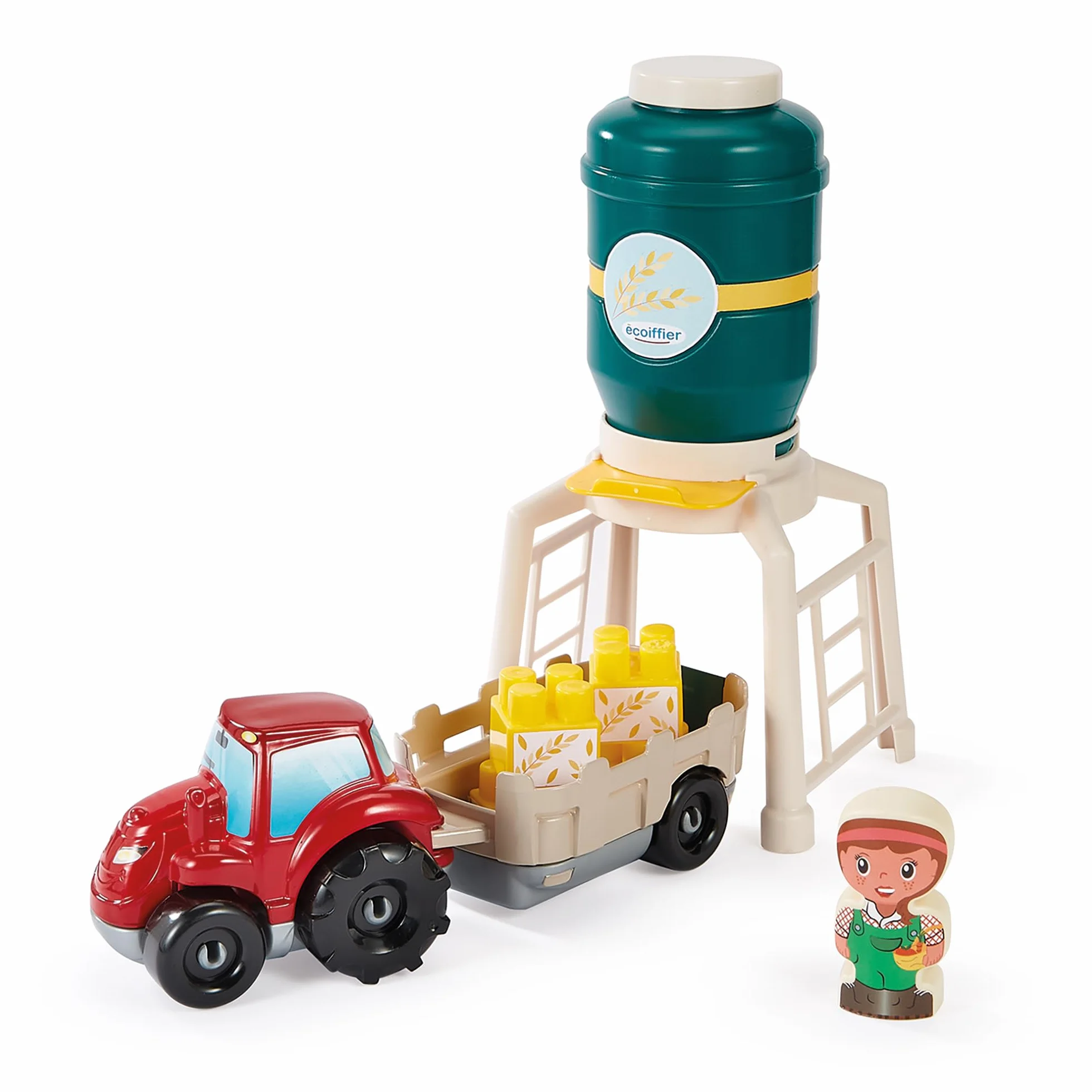 Ecoiffier Abrick Granja ecológica, Juego de construcción con Animales, Tractor, silo y Accesorios, con Paneles solares y aerogenerador, Juguete Educativo Desde 18 Meses (7900002979)