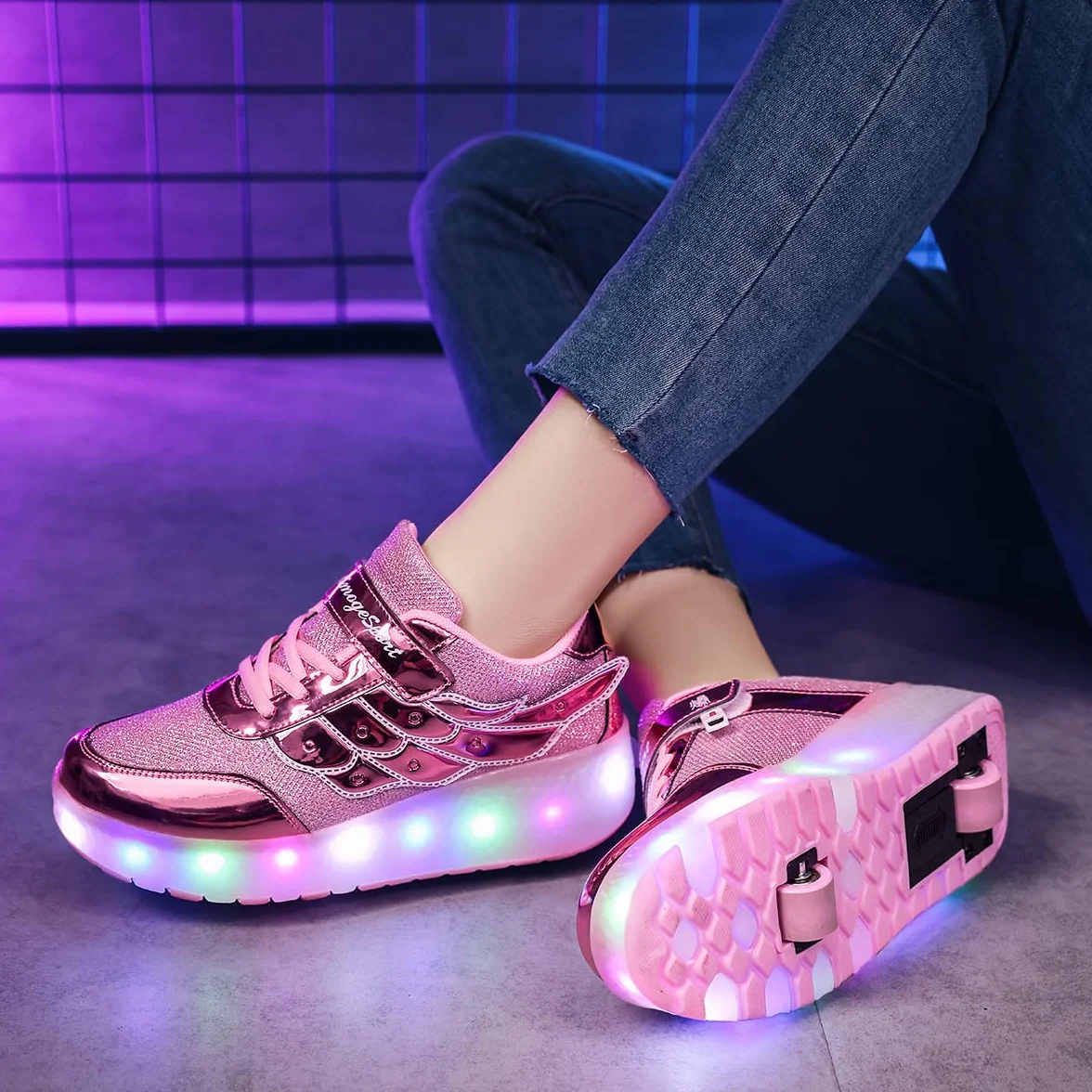 Zapatos de Skate LED Recargables con Luces Coloridas Parpadeantes para Niños
