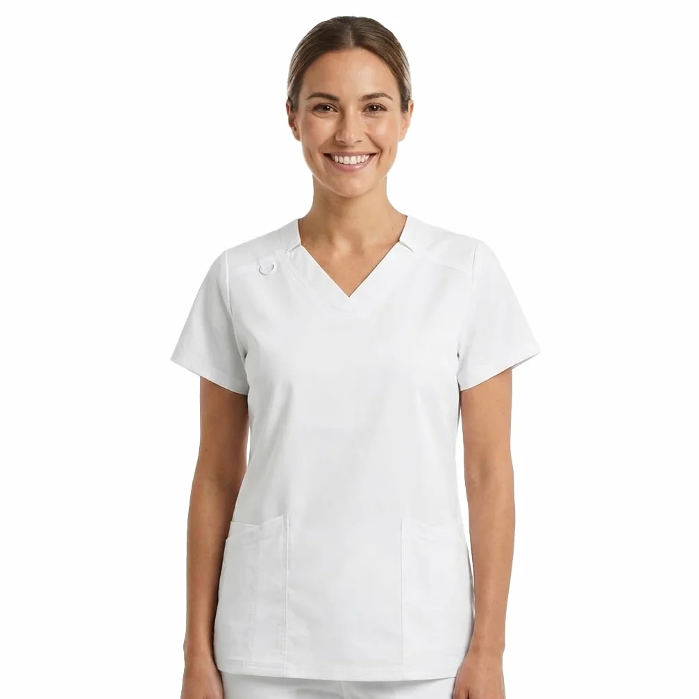 B-well ANGELICA Casaca de enfermería para mujer, túnica médica con cuello en V, bolsillos, transpirable